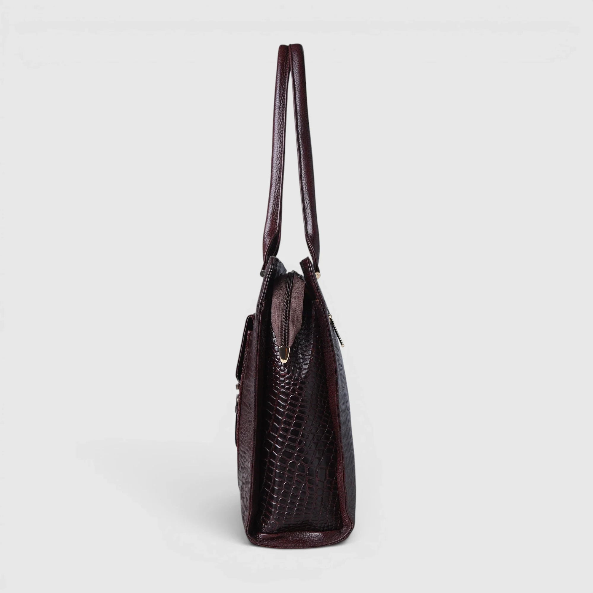 Verona Croco Office Tote - Expresso Brown