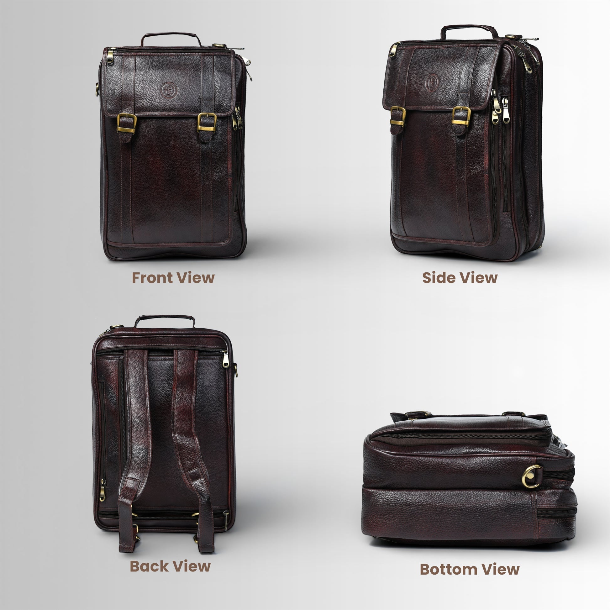 Heritage Voyager Convertible Vintage Leather Backpack – Laptop Travel & Office Bag | Maroon