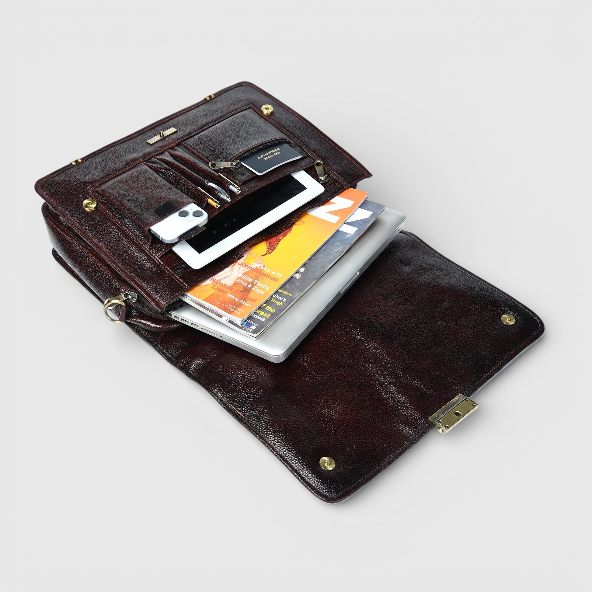 Executive Vintage Leather Briefcase – Multi-Compartment Office & Laptop Bag | Maroon colour