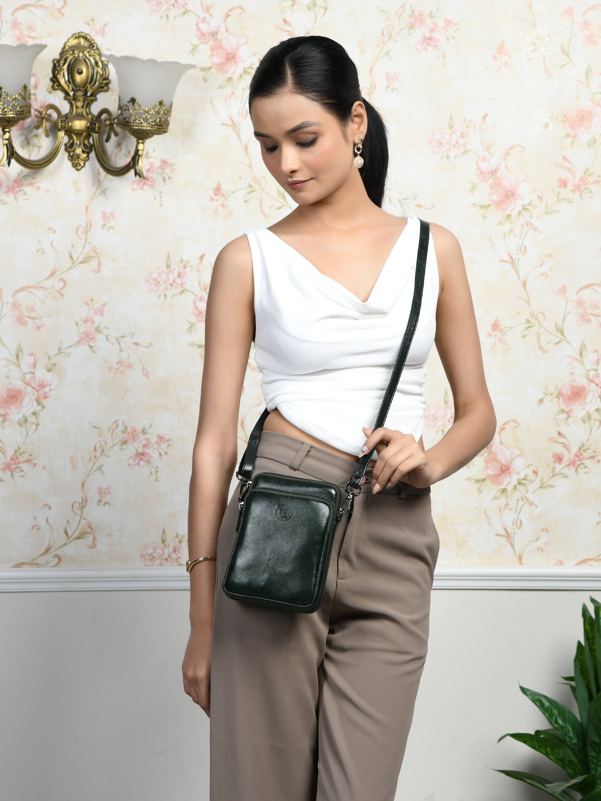 AmberStride Leather Sling Bag