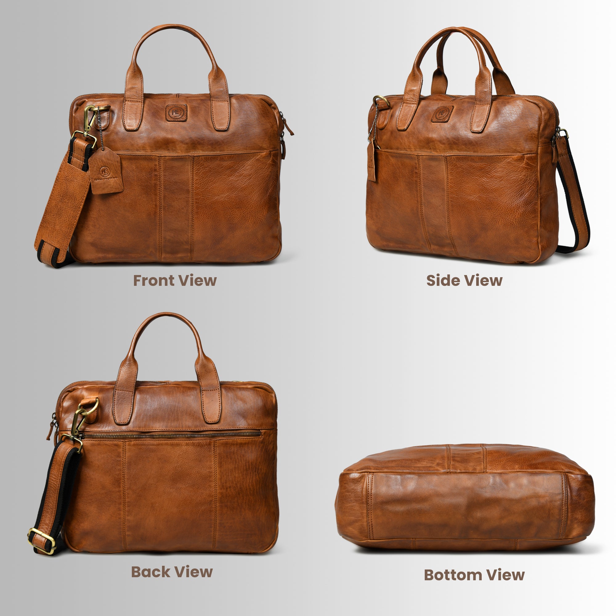 Voyager Premium Leather Laptop Bag - Brown Colour