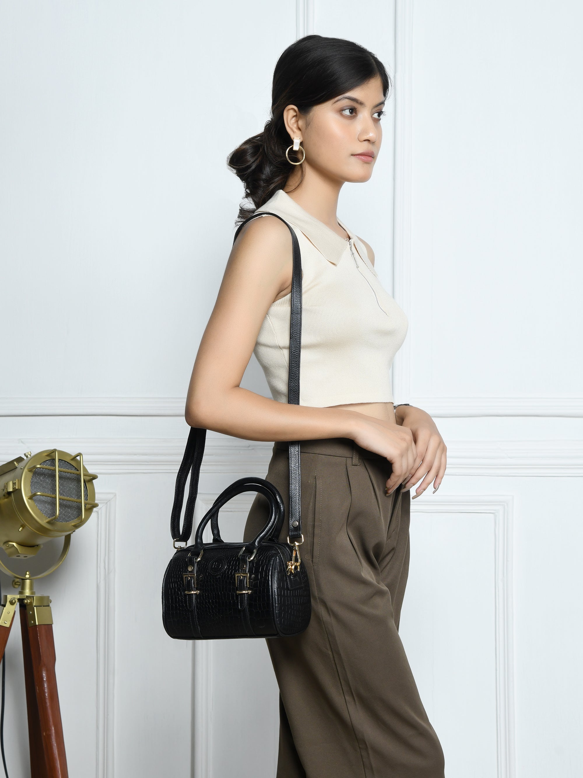 Emerald Luxe Croc Satchel Bag