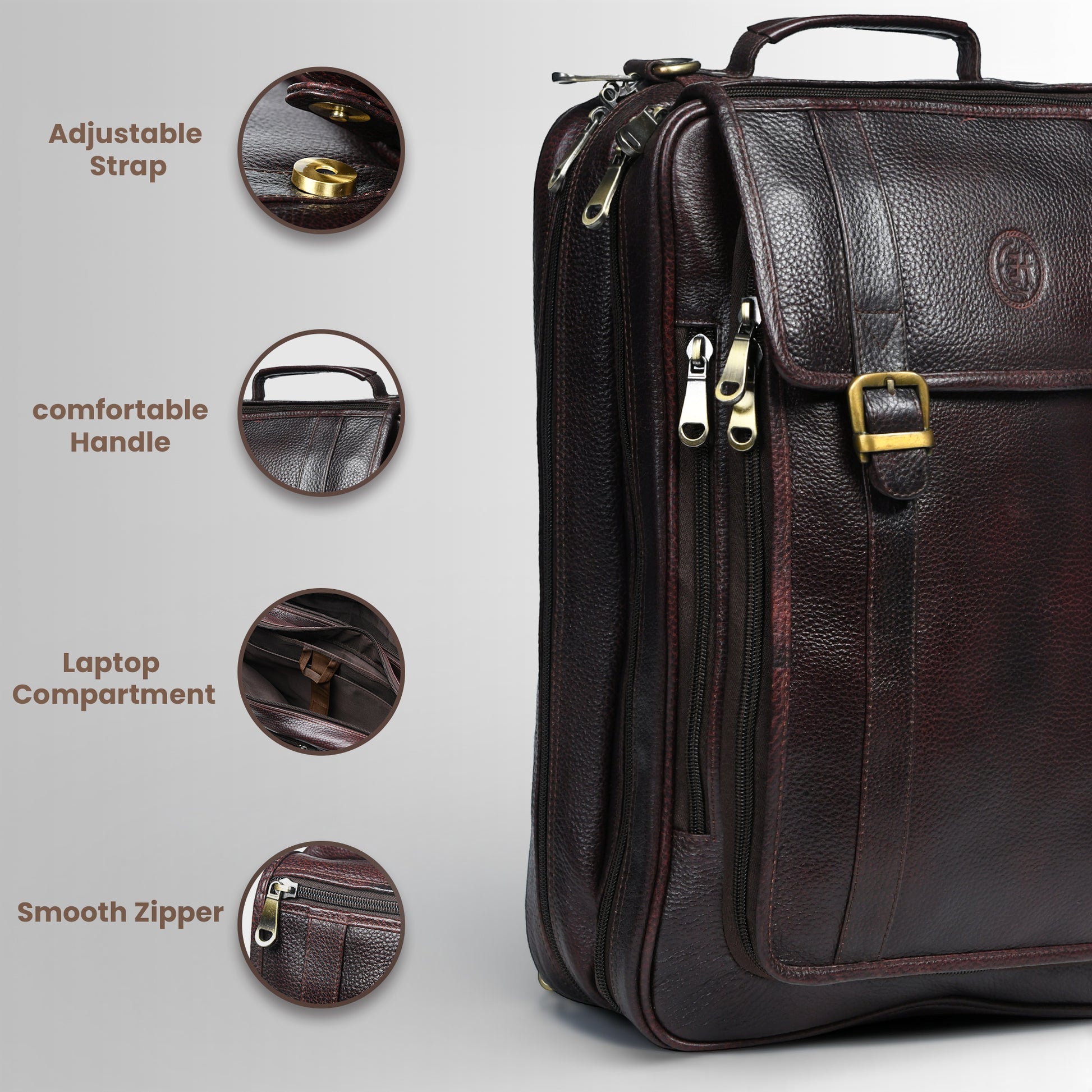 Heritage Voyager Convertible Vintage Leather Backpack – Laptop Travel & Office Bag | Maroon