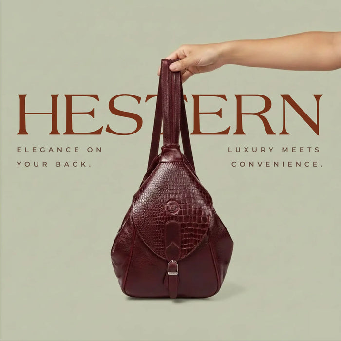 Croco Leather Shoulder Bag - Maroon colour