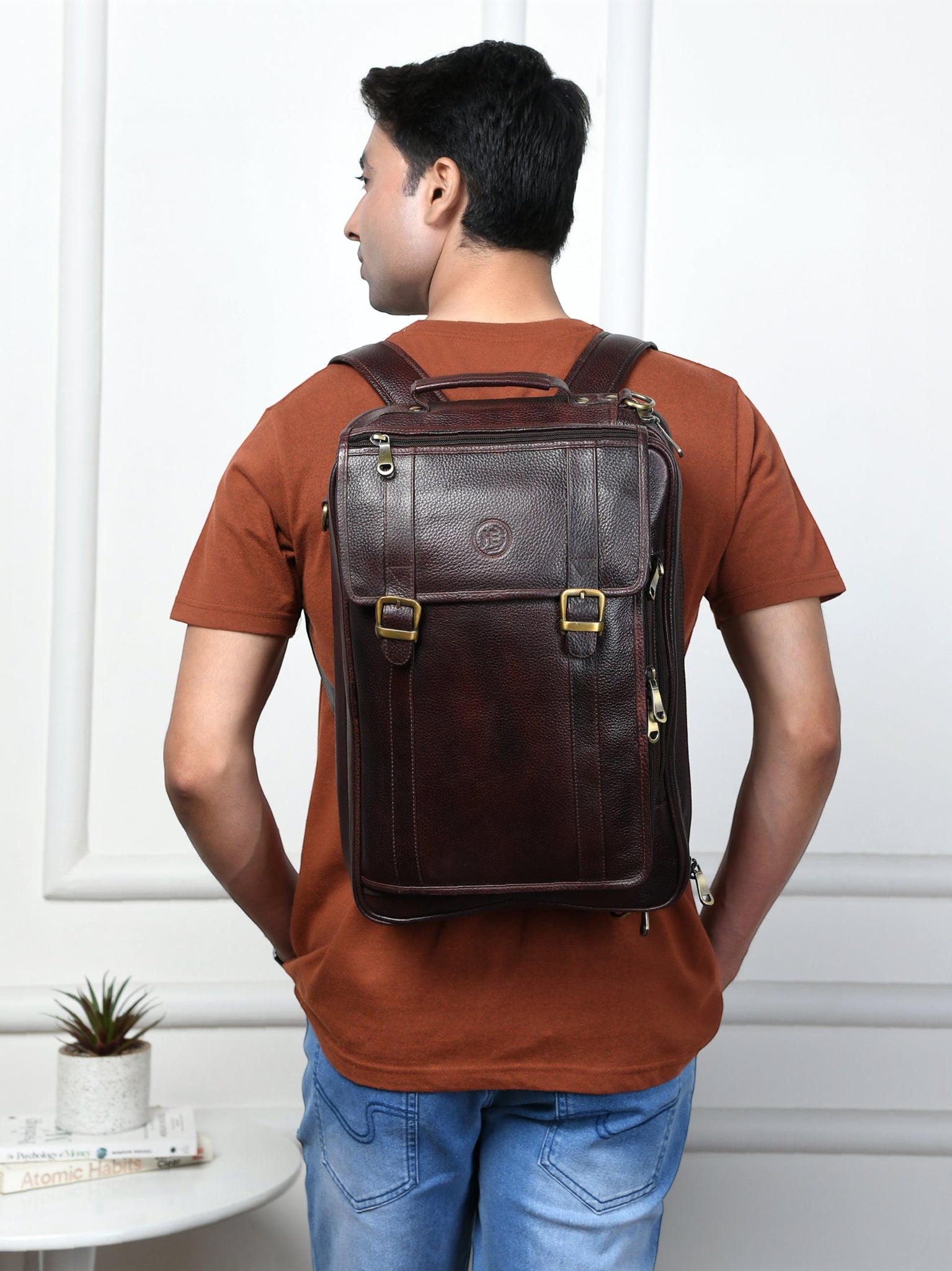 Heritage Voyager Convertible Vintage Leather Backpack – Laptop Travel & Office Bag | Maroon