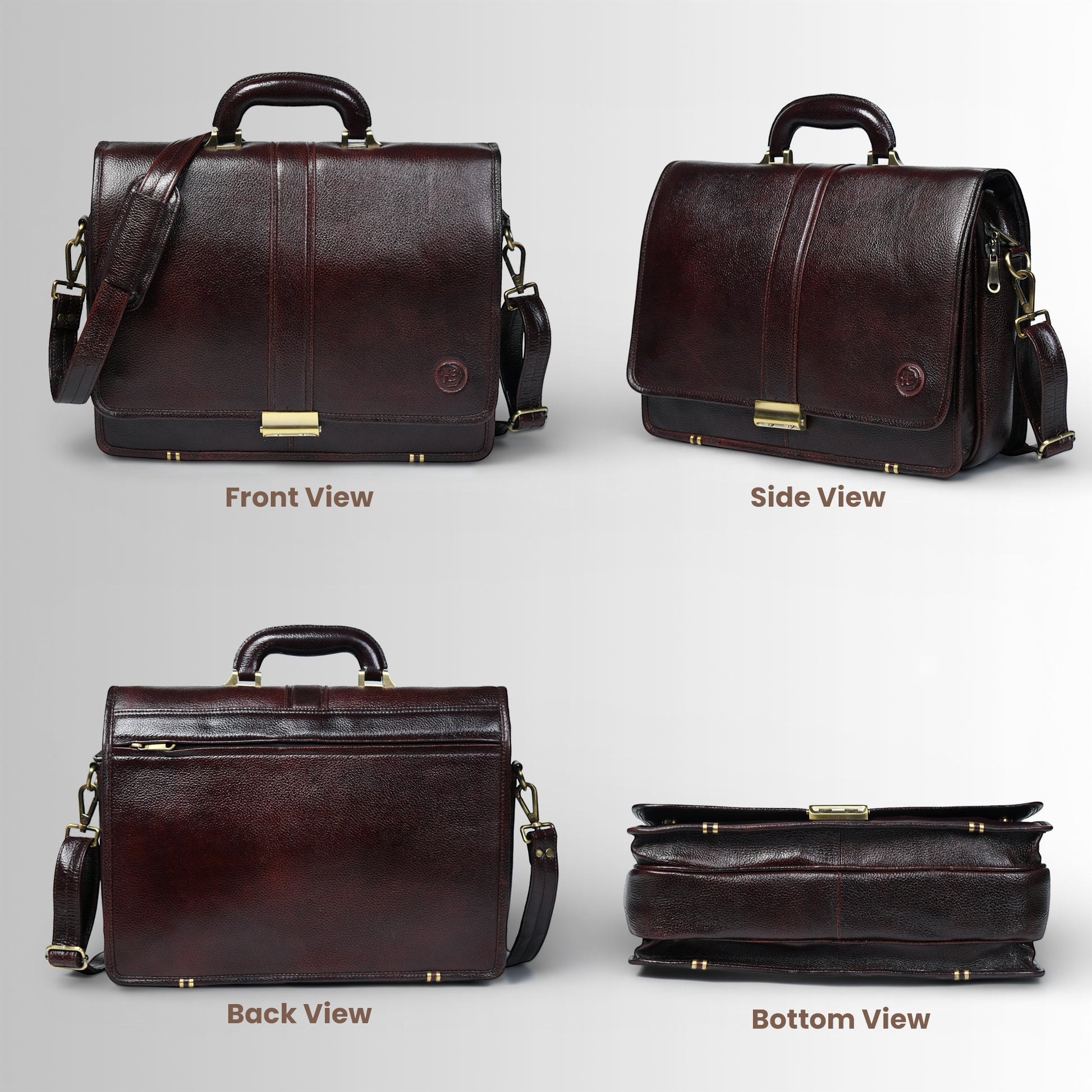 Executive Vintage Leather Briefcase – Multi-Compartment Office & Laptop Bag | Maroon colour