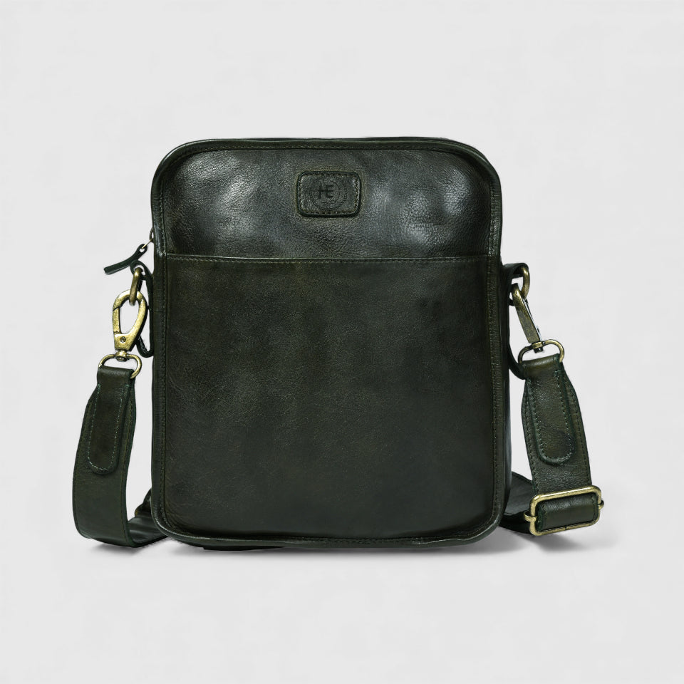 Verdant Trail Leather Sling Bag – Olive Colour