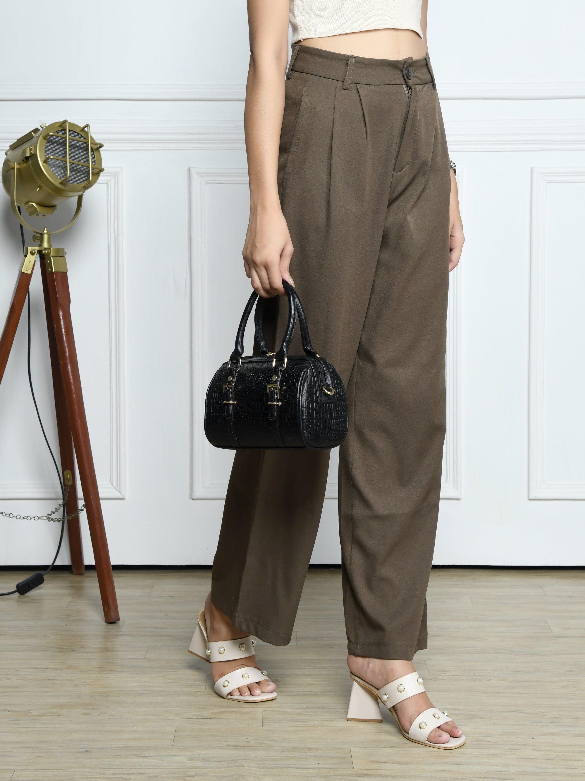 Emerald Luxe Croc Satchel Bag