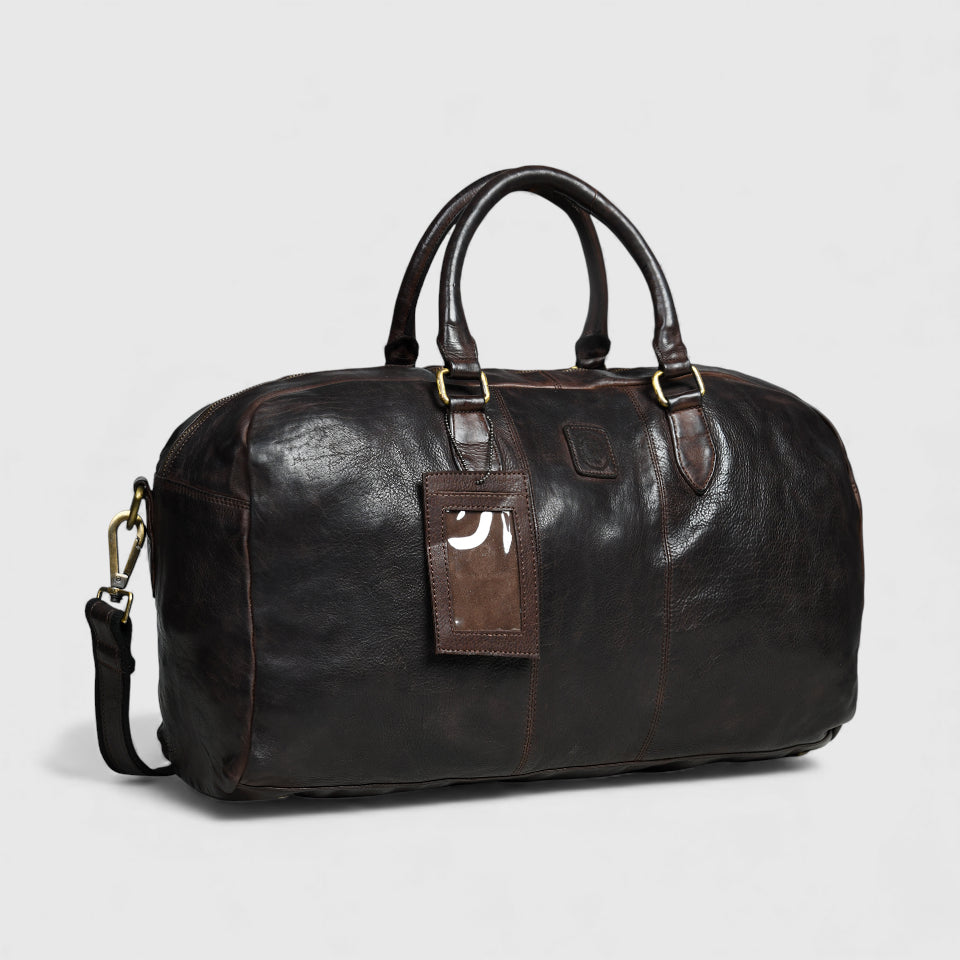 Imperium Luxe Leather Duffle Bag- Espresso brown