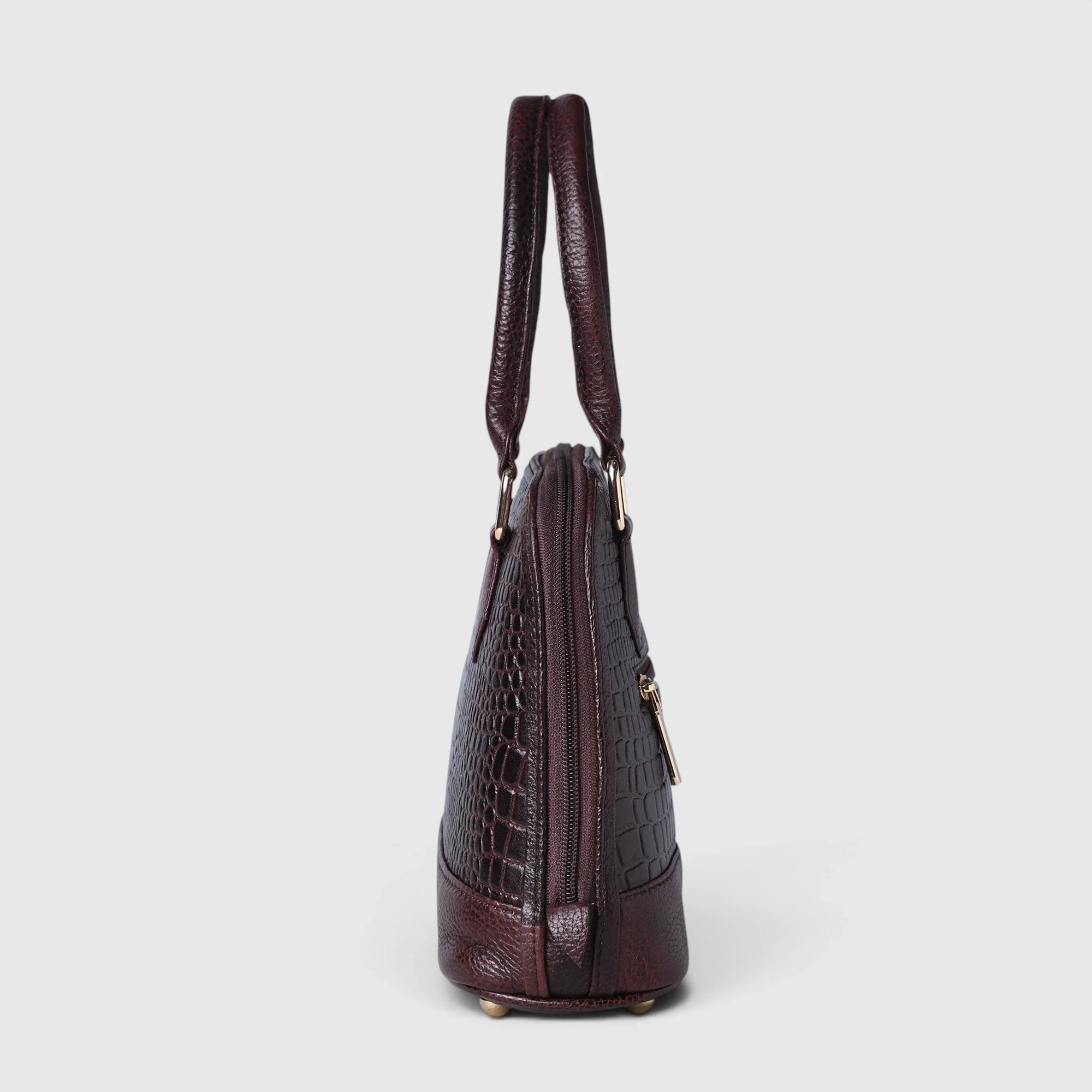 Monroe Croco Leather Satchel - Espresso Brown