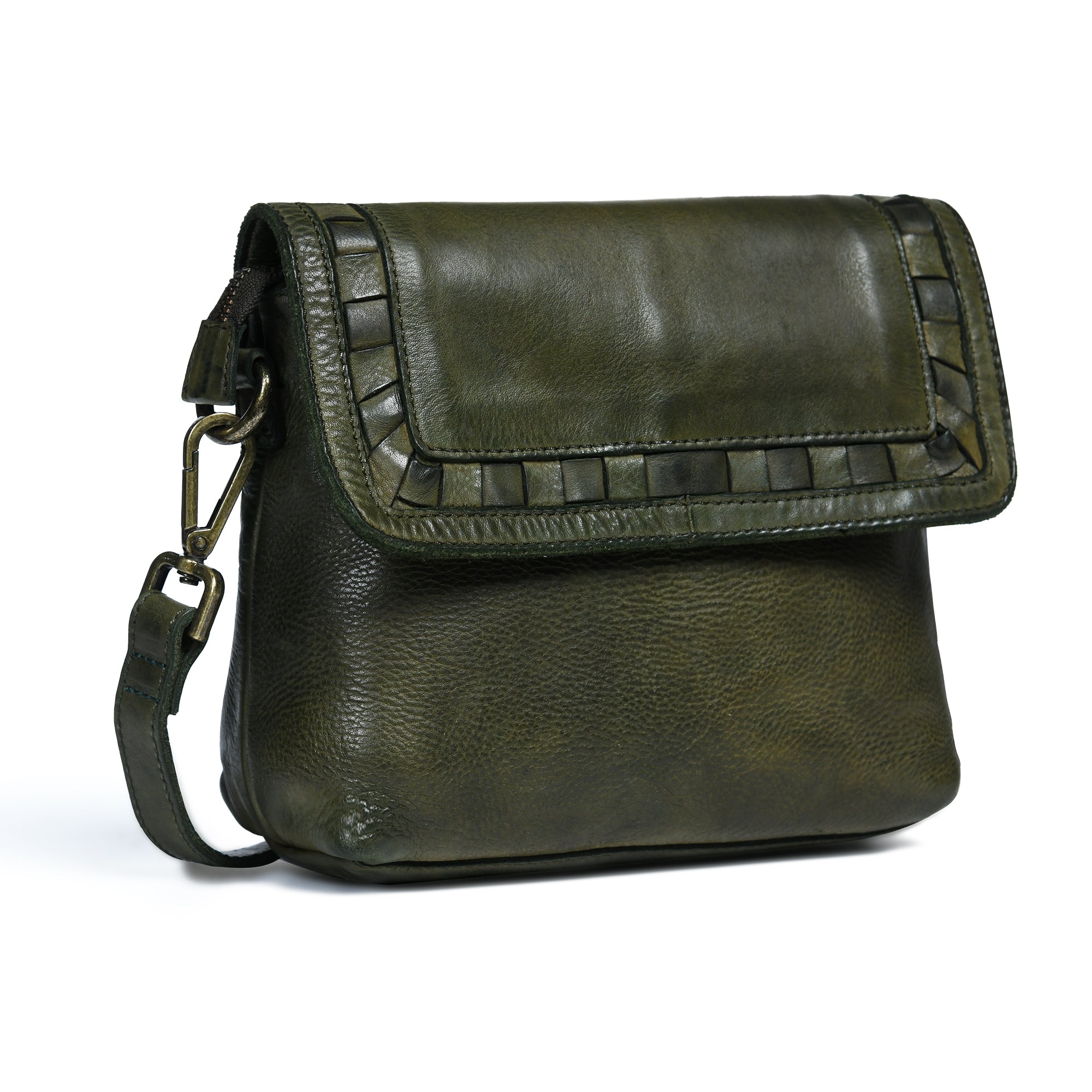 Verdant Crossbody Women's Leather Handbag - Olive Colour