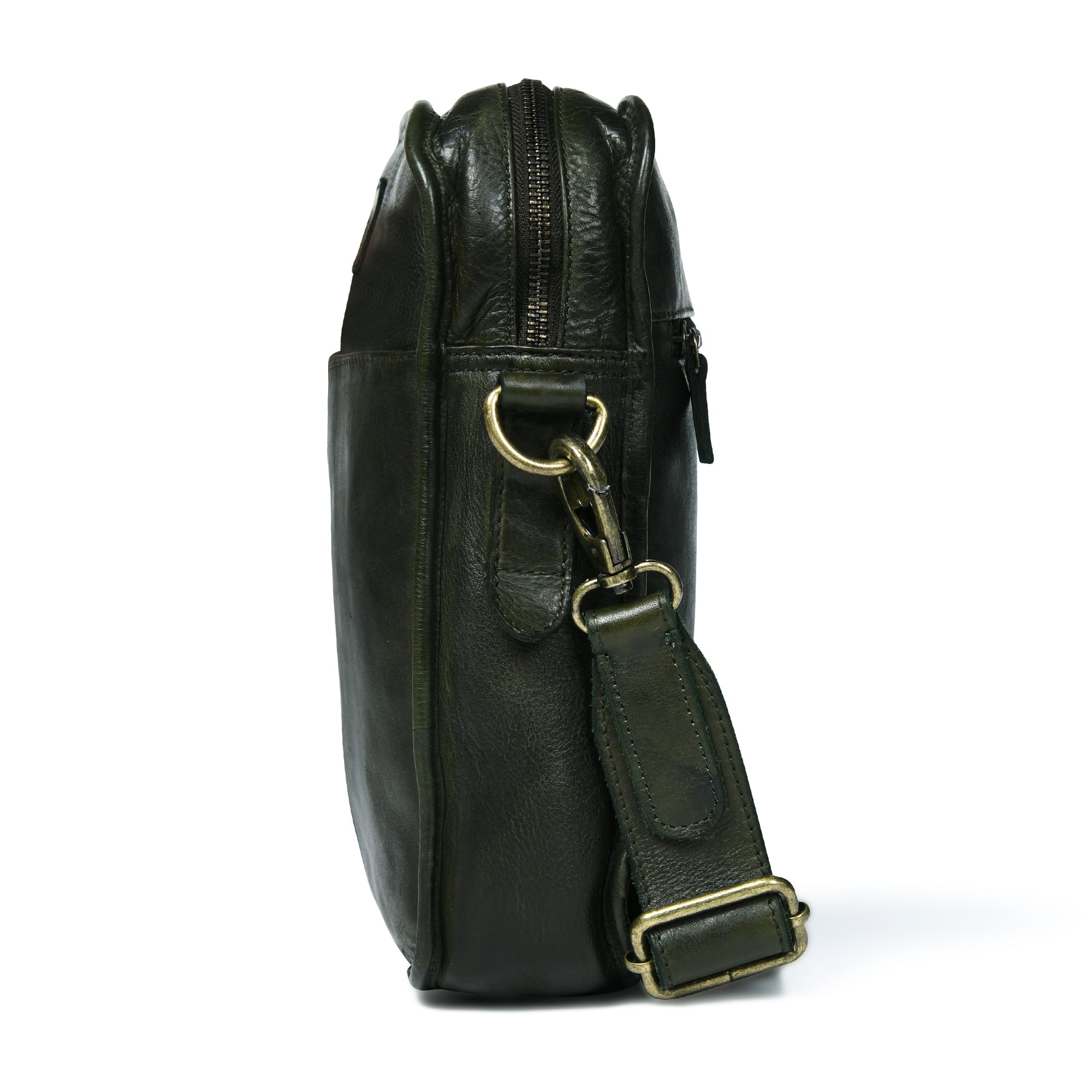 Verdant Trail Leather Sling Bag – Olive Colour