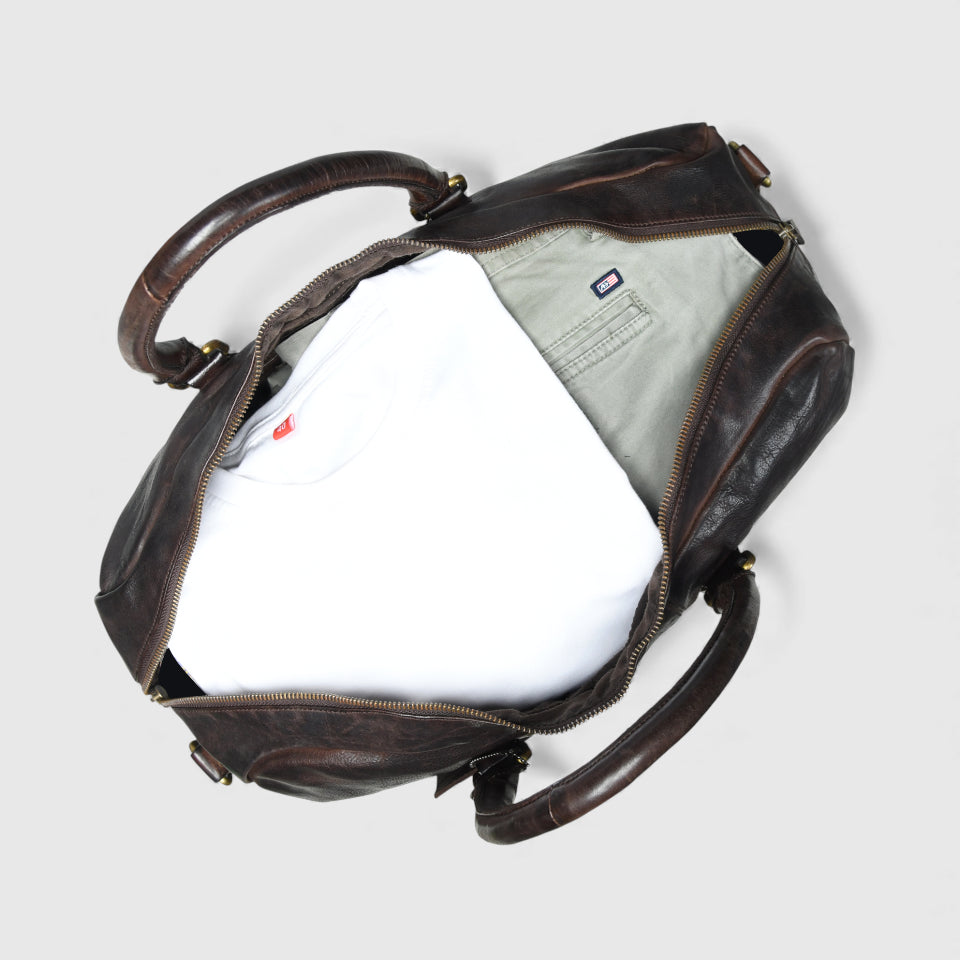 Imperium Luxe Leather Duffle Bag- Espresso brown