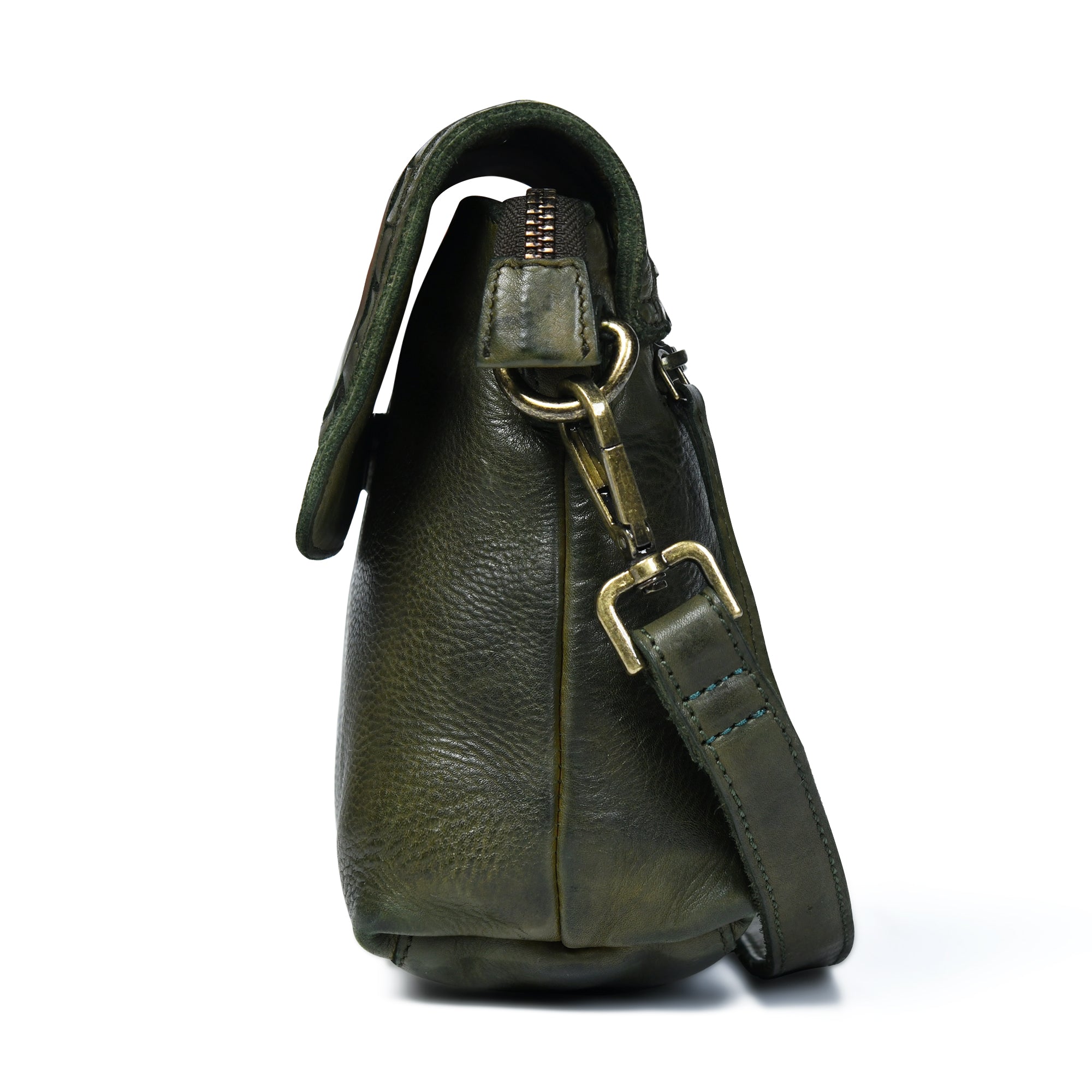 Verdant Crossbody Women's Leather Handbag - Olive Colour