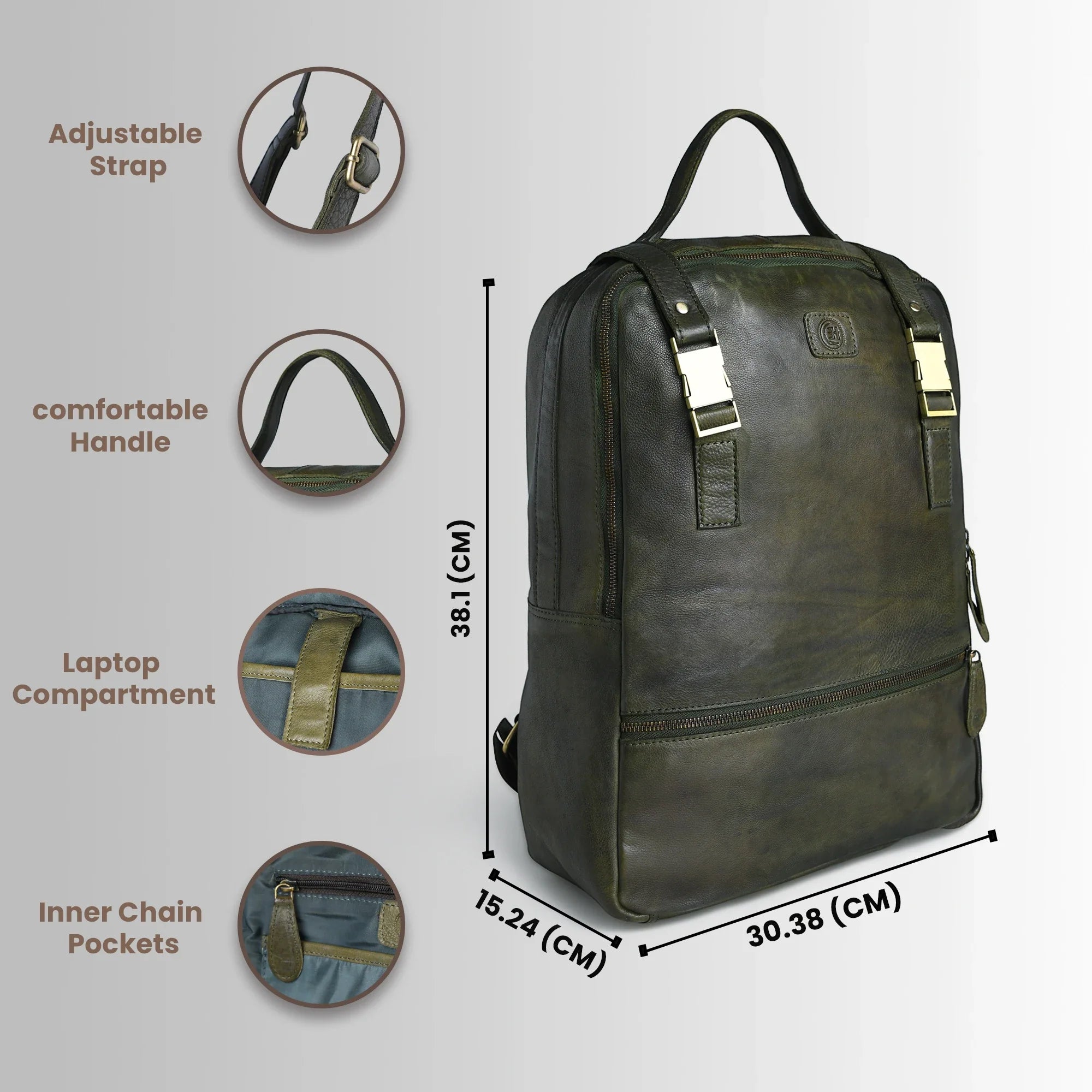 Oakridge Leather Backpack – Forest Green