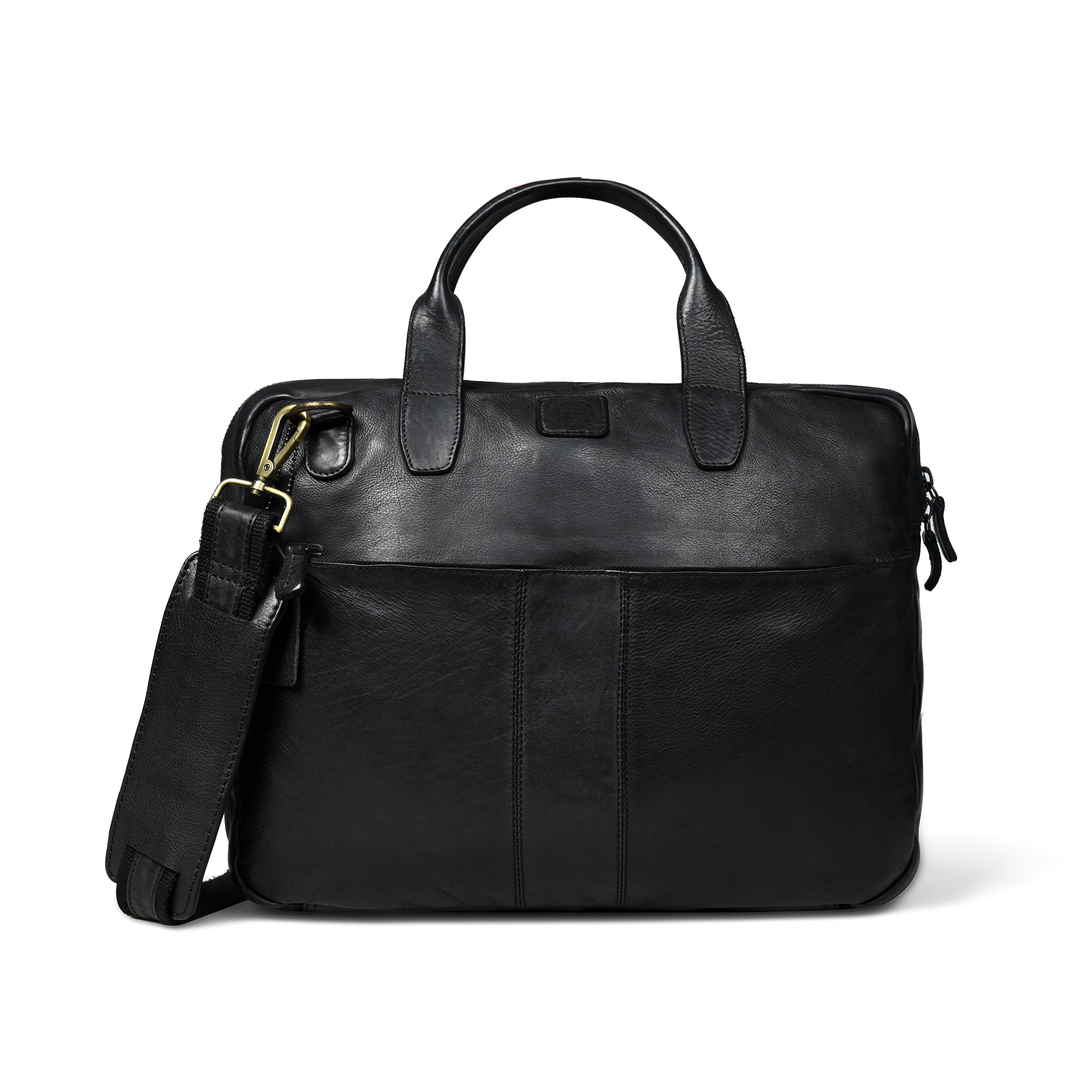 Voyager Premium Leather Laptop Bag - Black Colour