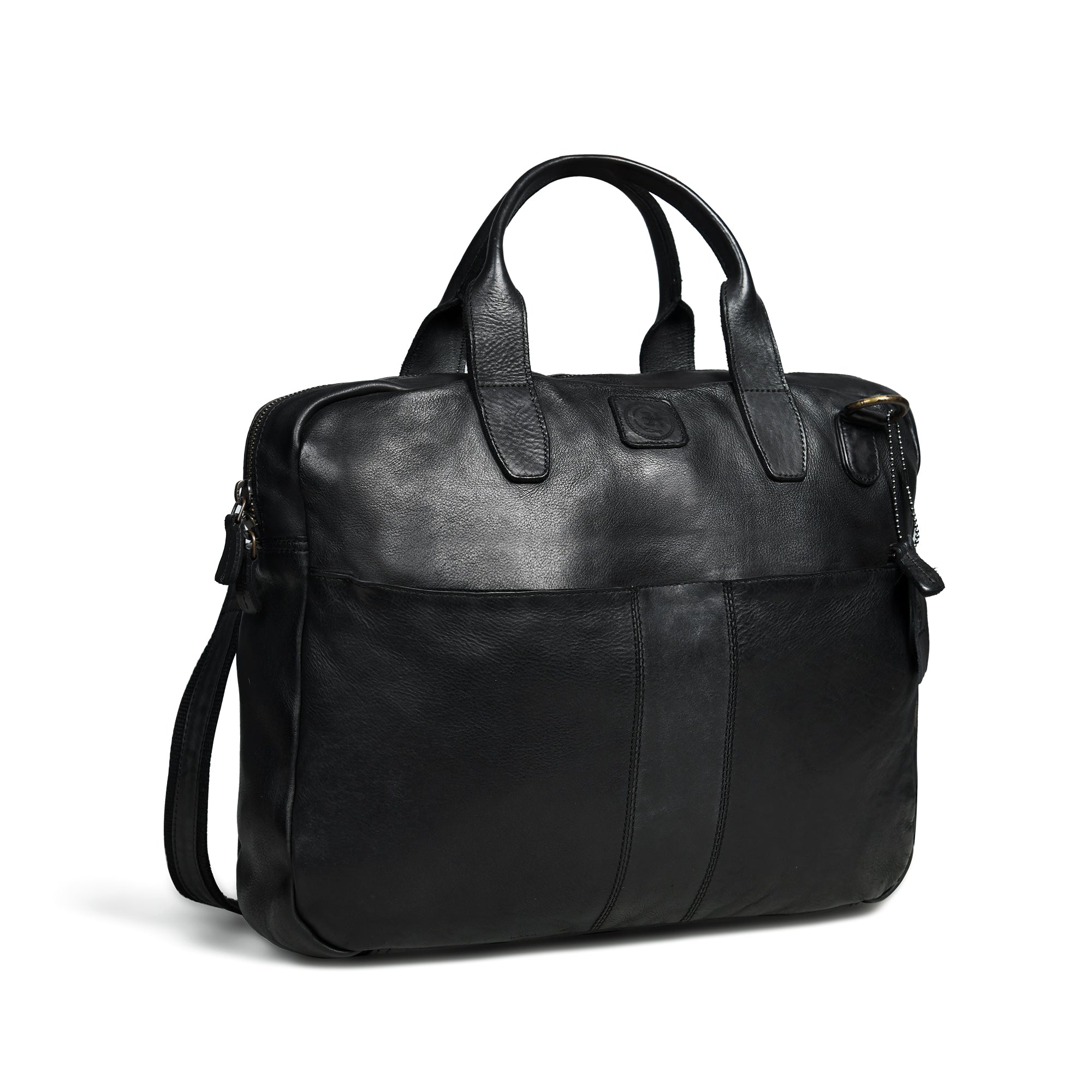 Voyager Premium Leather Laptop Bag - Black Colour