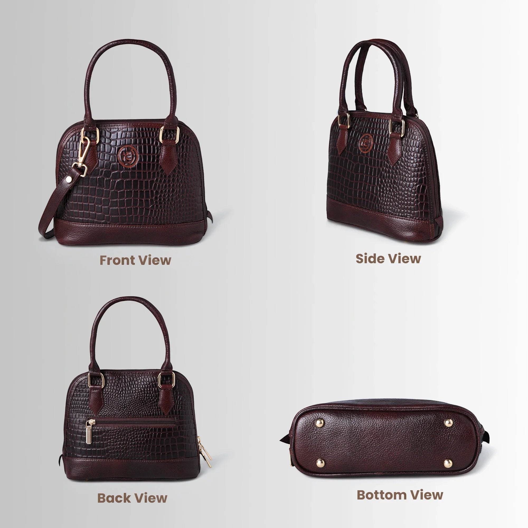 Monroe Croco Leather Satchel - Espresso Brown