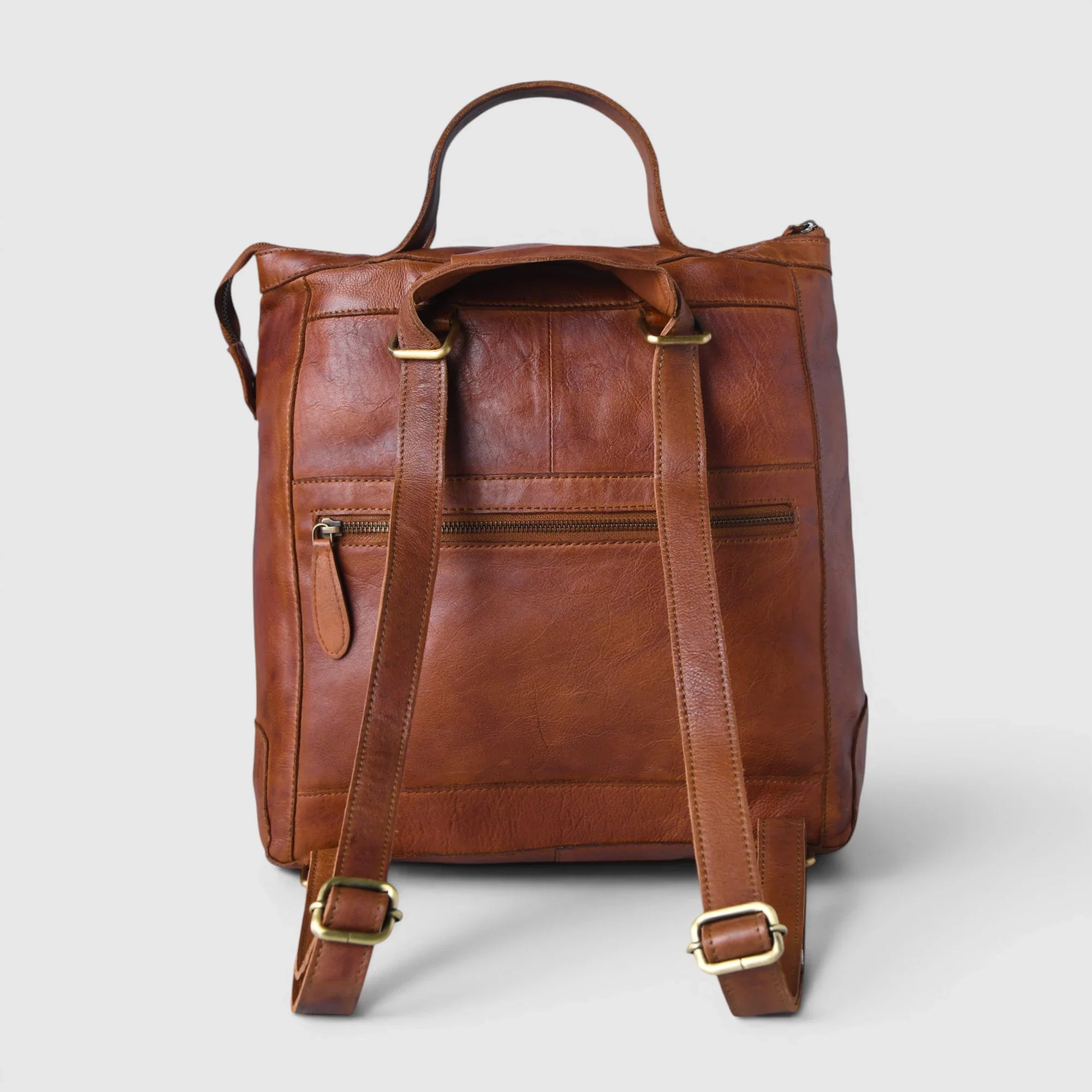 Siena Convertible Leather Backpack – Saddle Tan