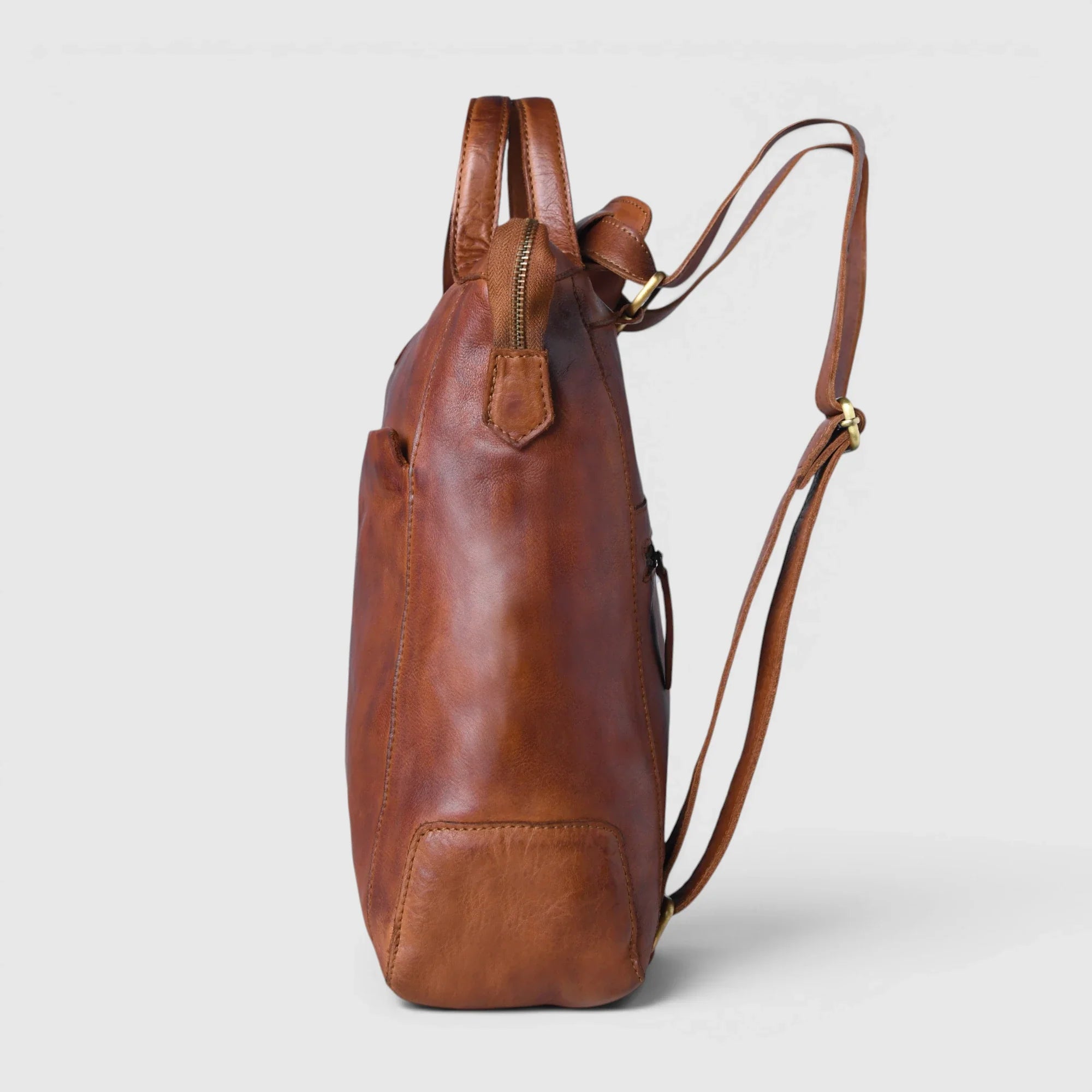 Siena Convertible Leather Backpack – Saddle Tan