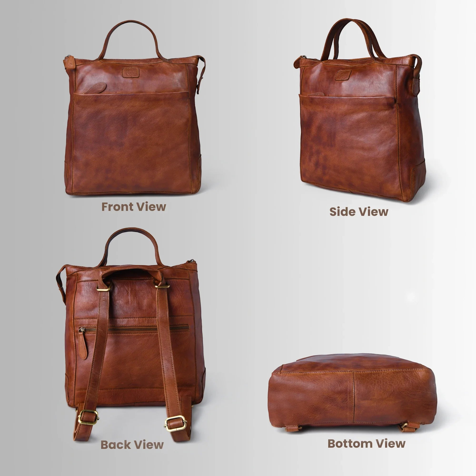 Siena Convertible Leather Backpack – Saddle Tan