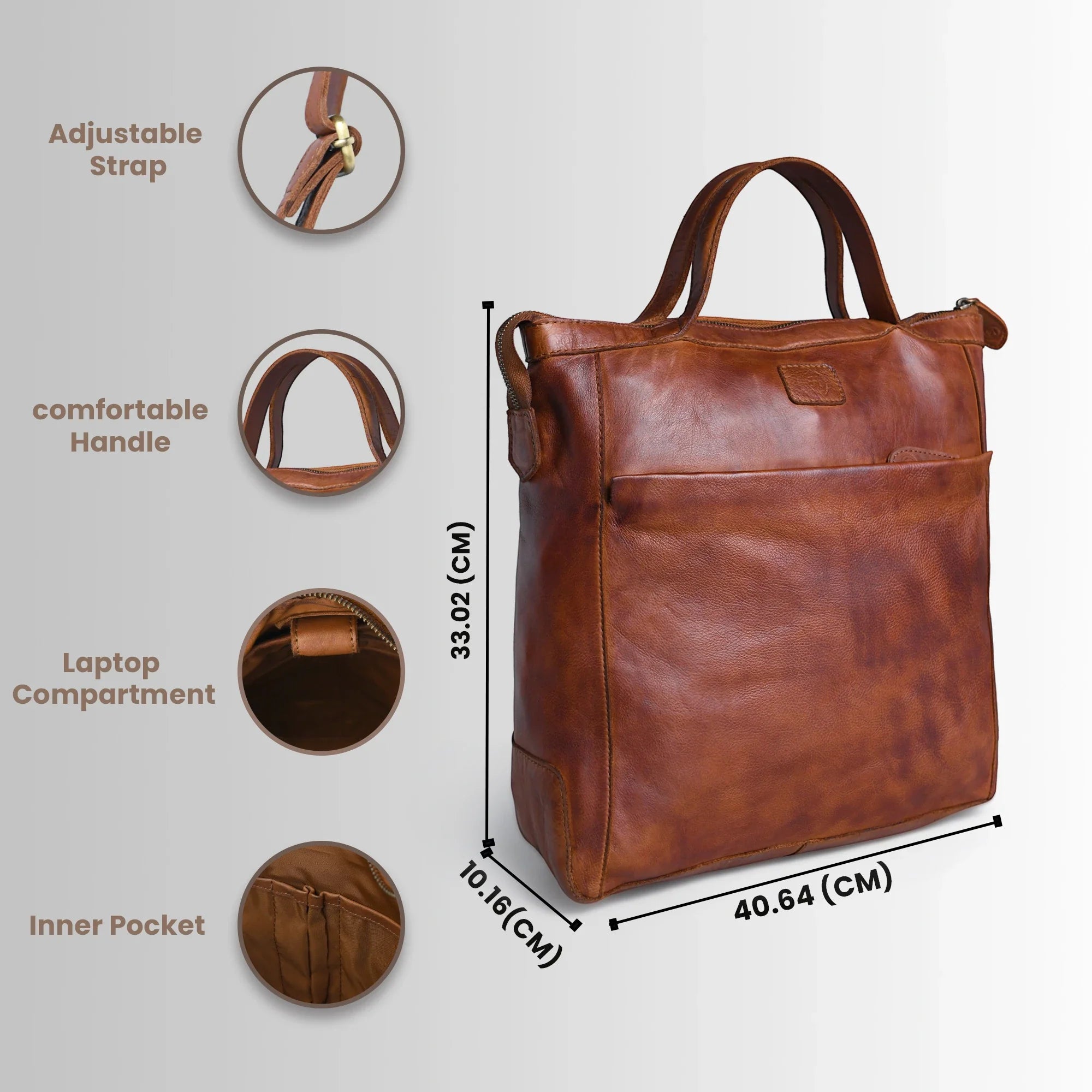 Siena Convertible Leather Backpack – Saddle Tan