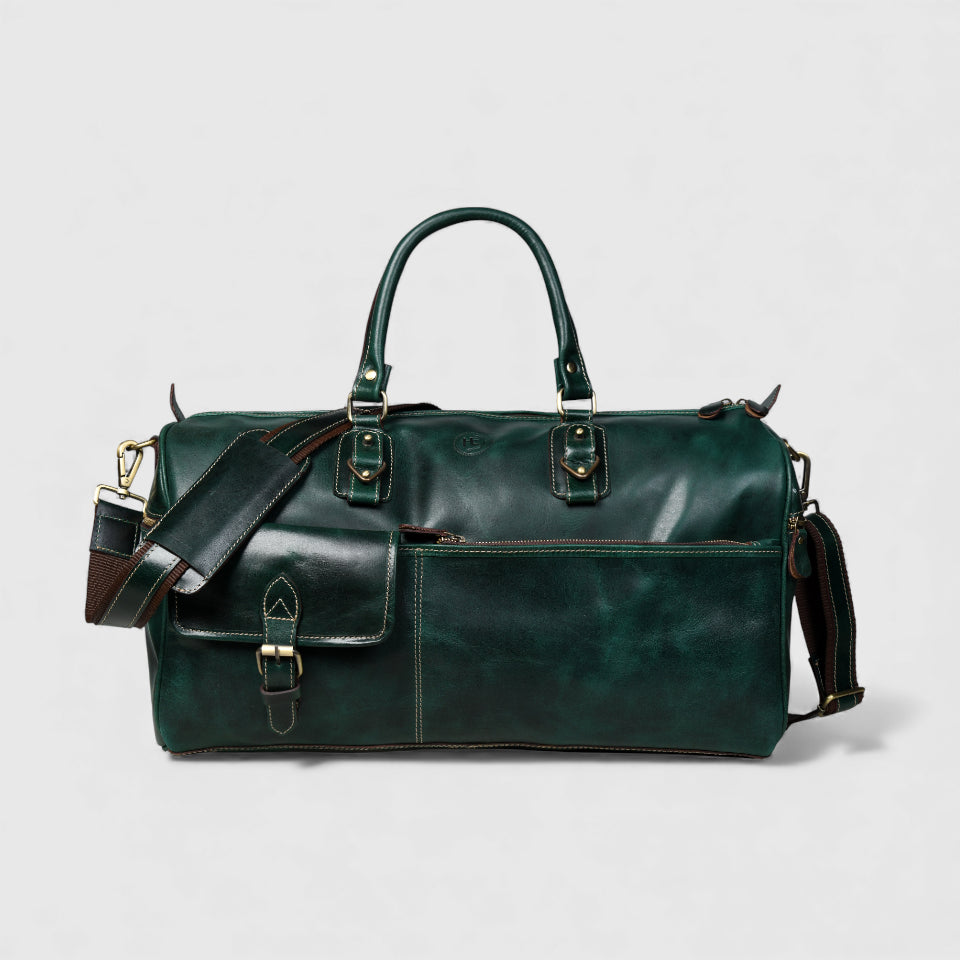 The Odyssey Leather Travel Duffle - Green Colour