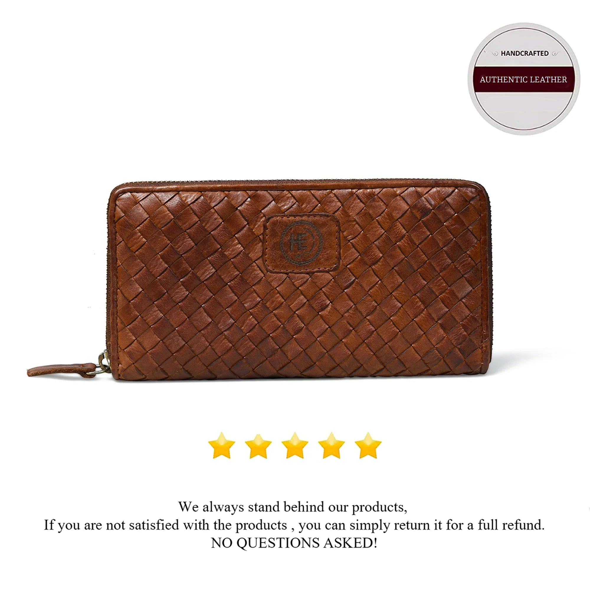 Aurelian Woven Zip Wallet – Saddle Tan