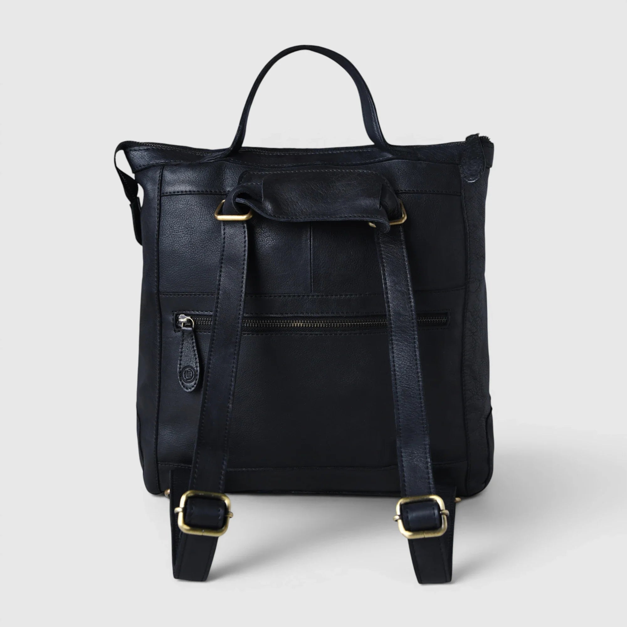 Siena Convertible Leather Backpack  – Black