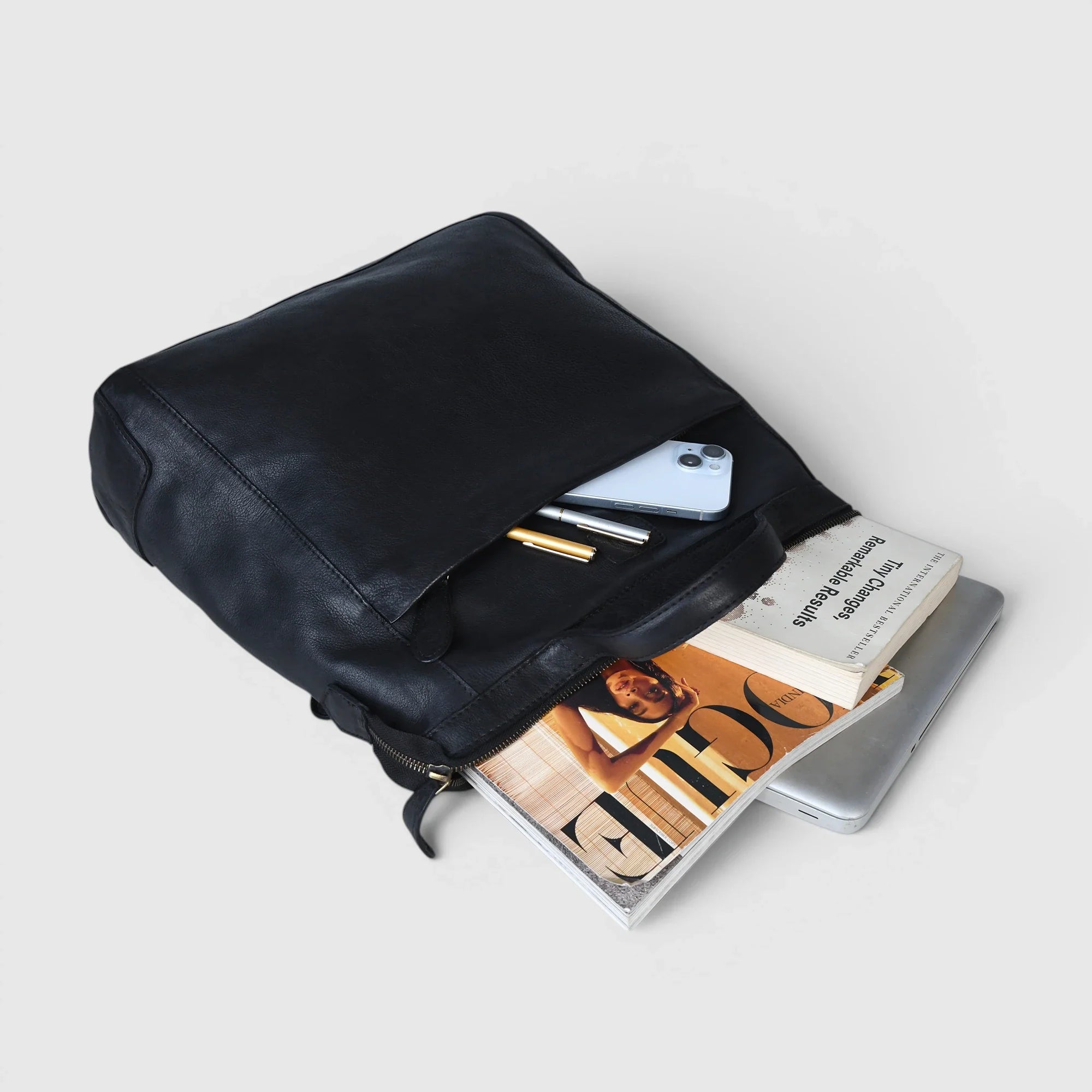 Siena Convertible Leather Backpack  – Black