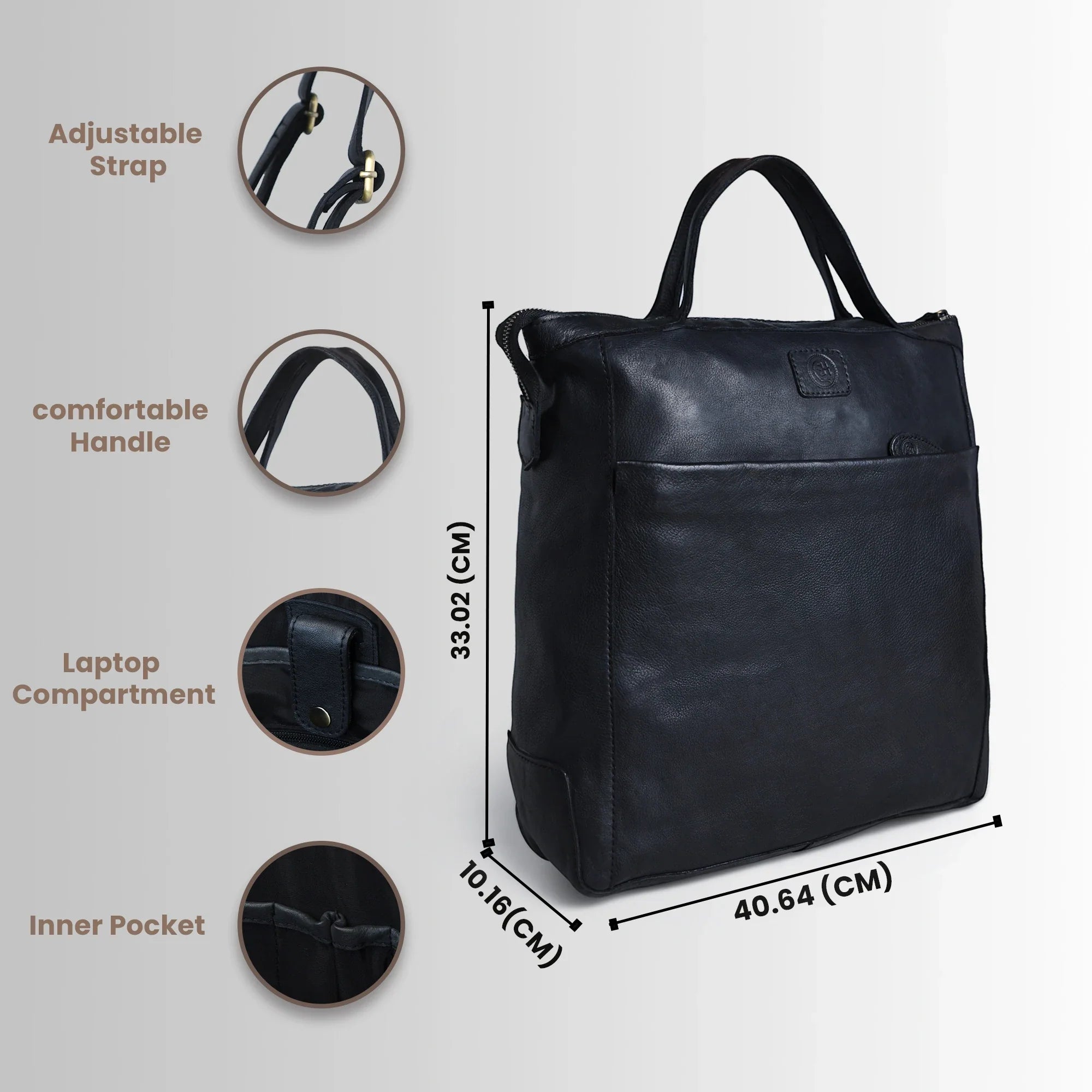Siena Convertible Leather Backpack  – Black