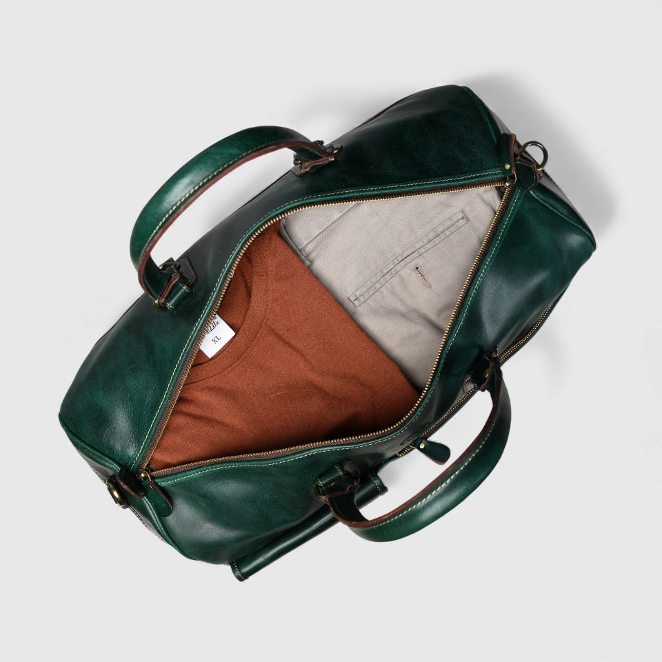 The Odyssey Leather Travel Duffle - Rich Green