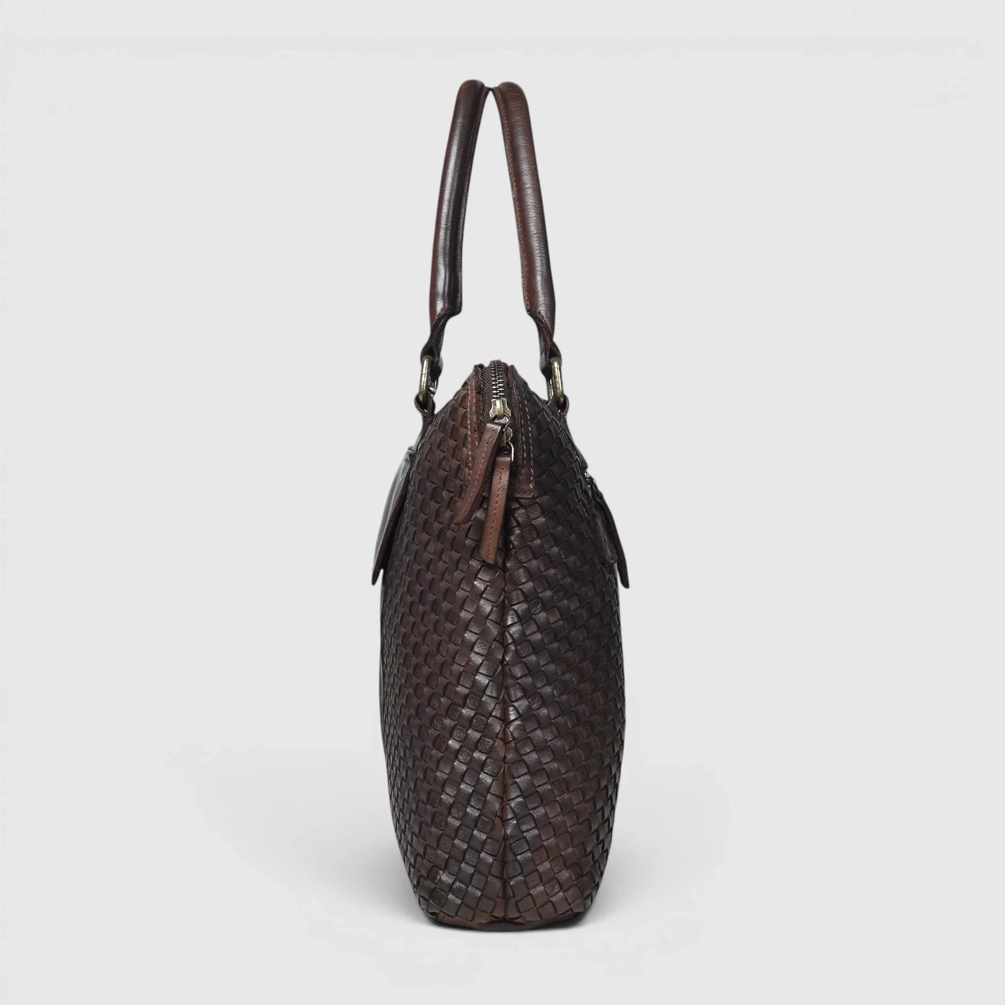 Verona Woven Leather Work Tote – Espresso Brown