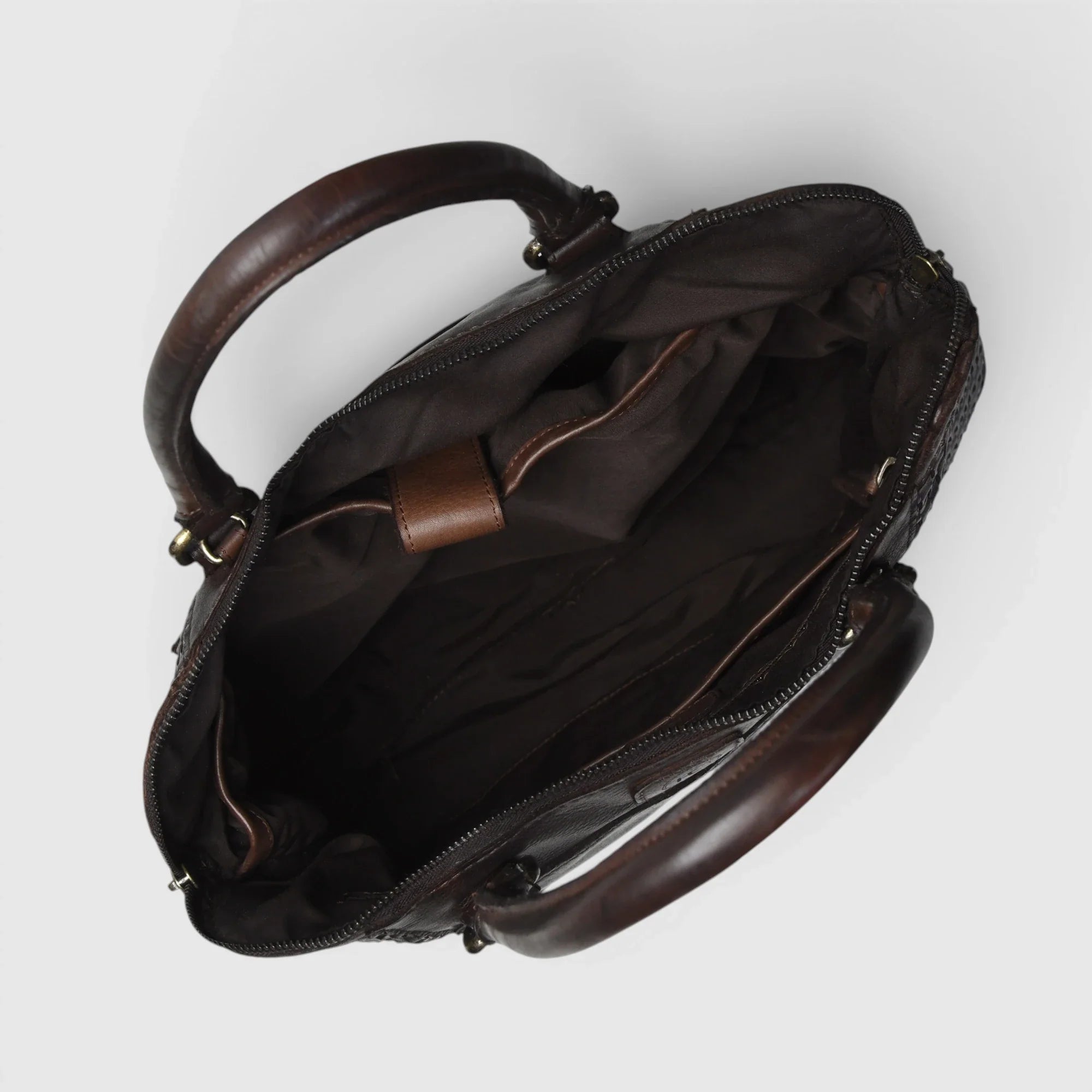 Verona Woven Leather Work Tote – Espresso Brown