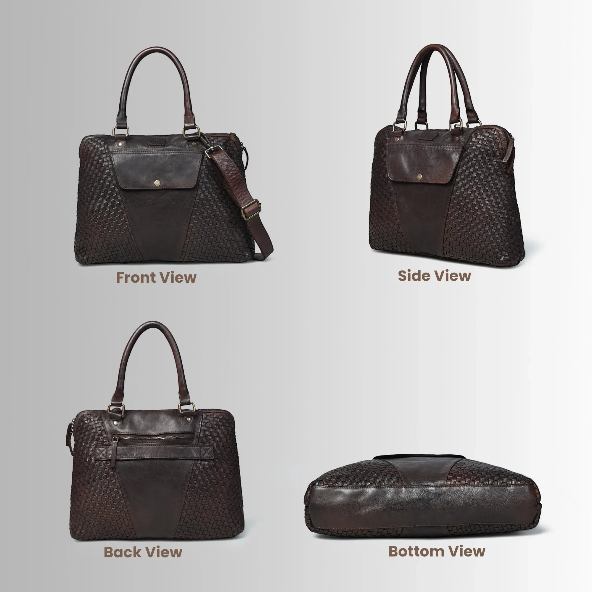 Verona Woven Leather Work Tote – Espresso Brown