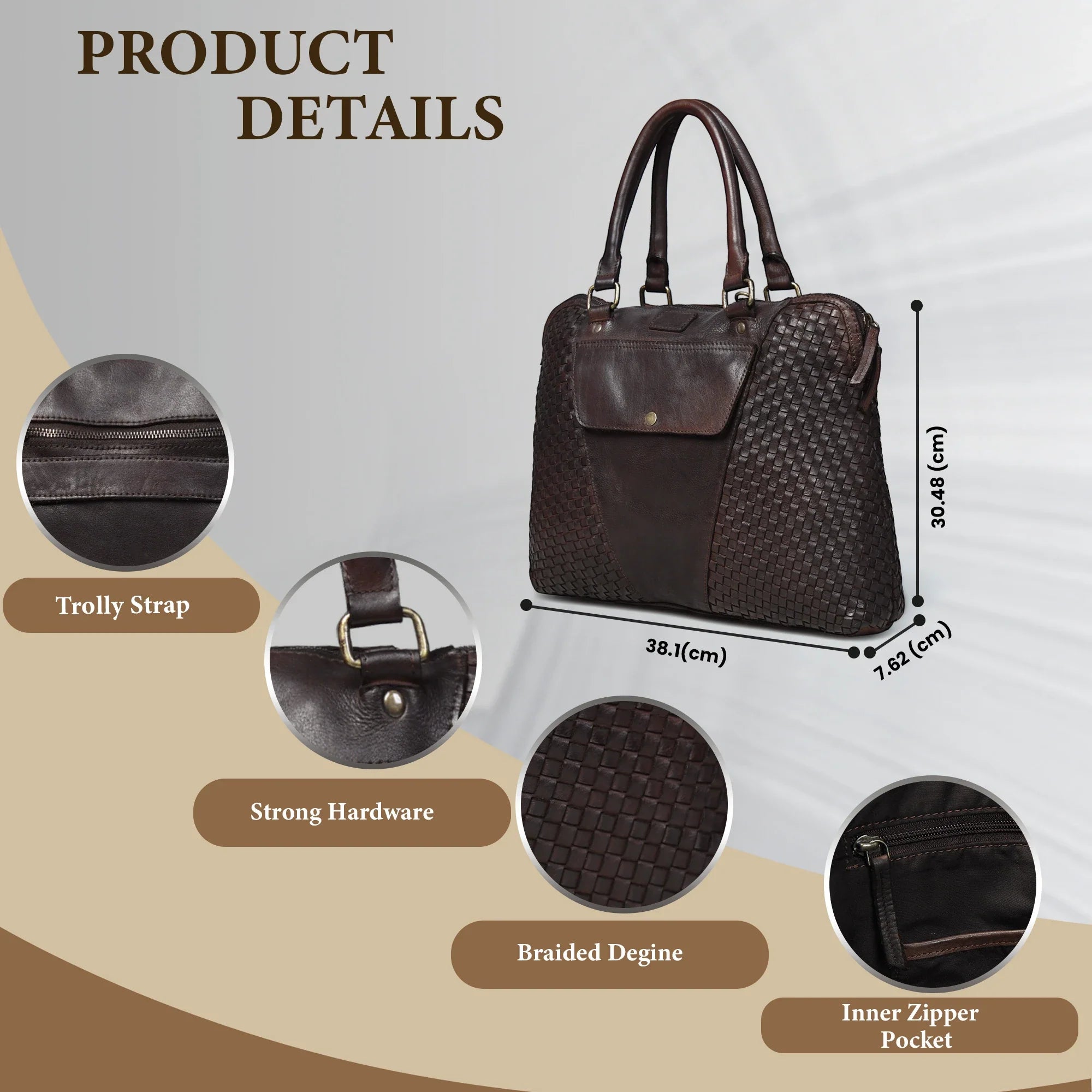 Verona Woven Leather Work Tote – Espresso Brown