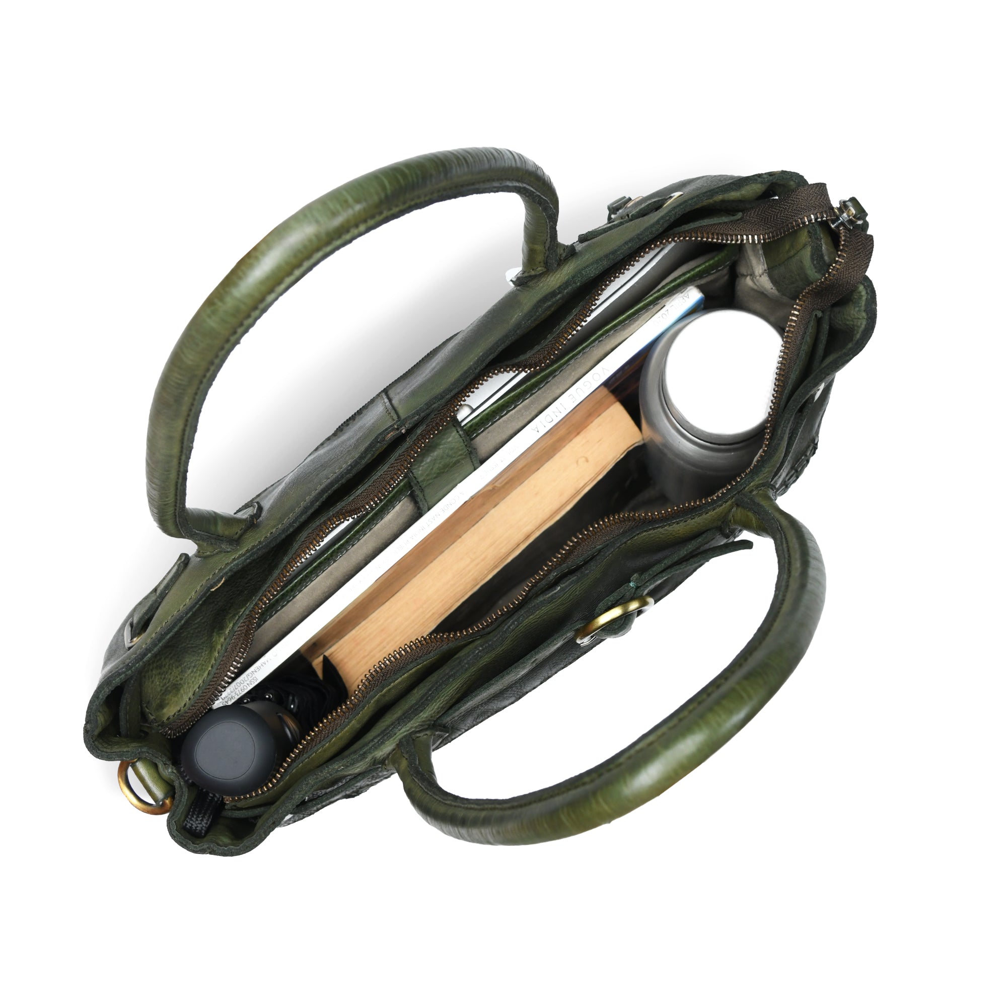 Vintage Woven Espresso Leather Women's Handbag