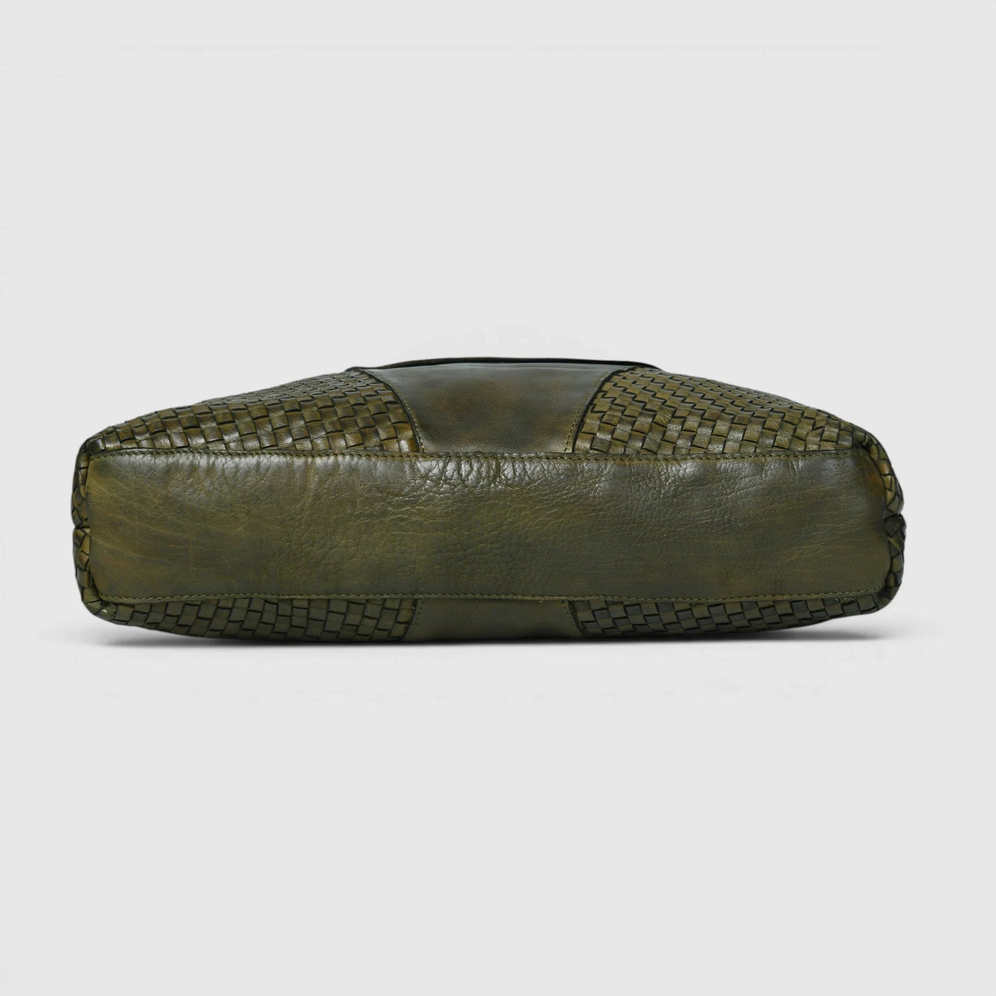 Verona Woven Leather Work Tote – Olive Green