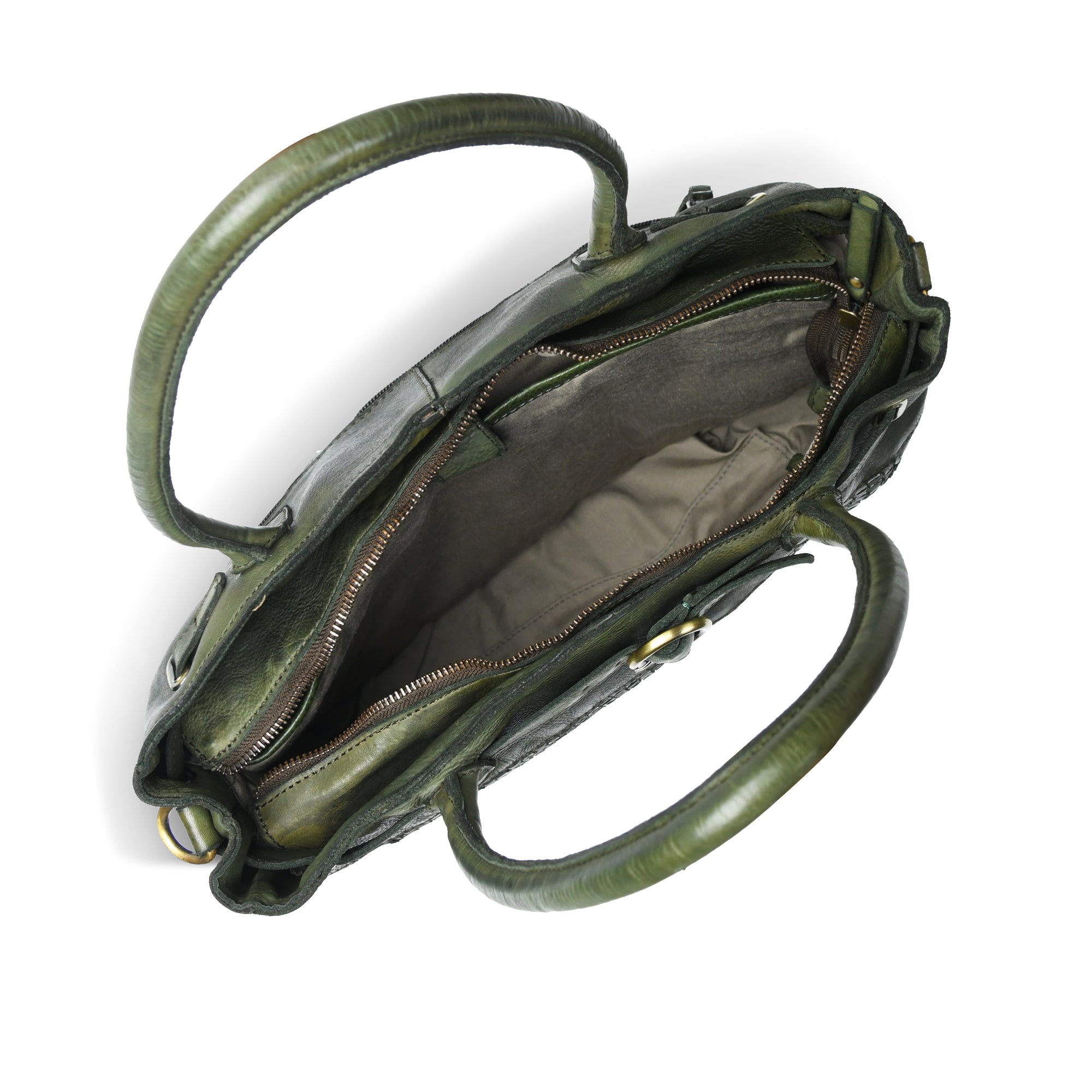 Vintage Woven Espresso Leather Women's Handbag