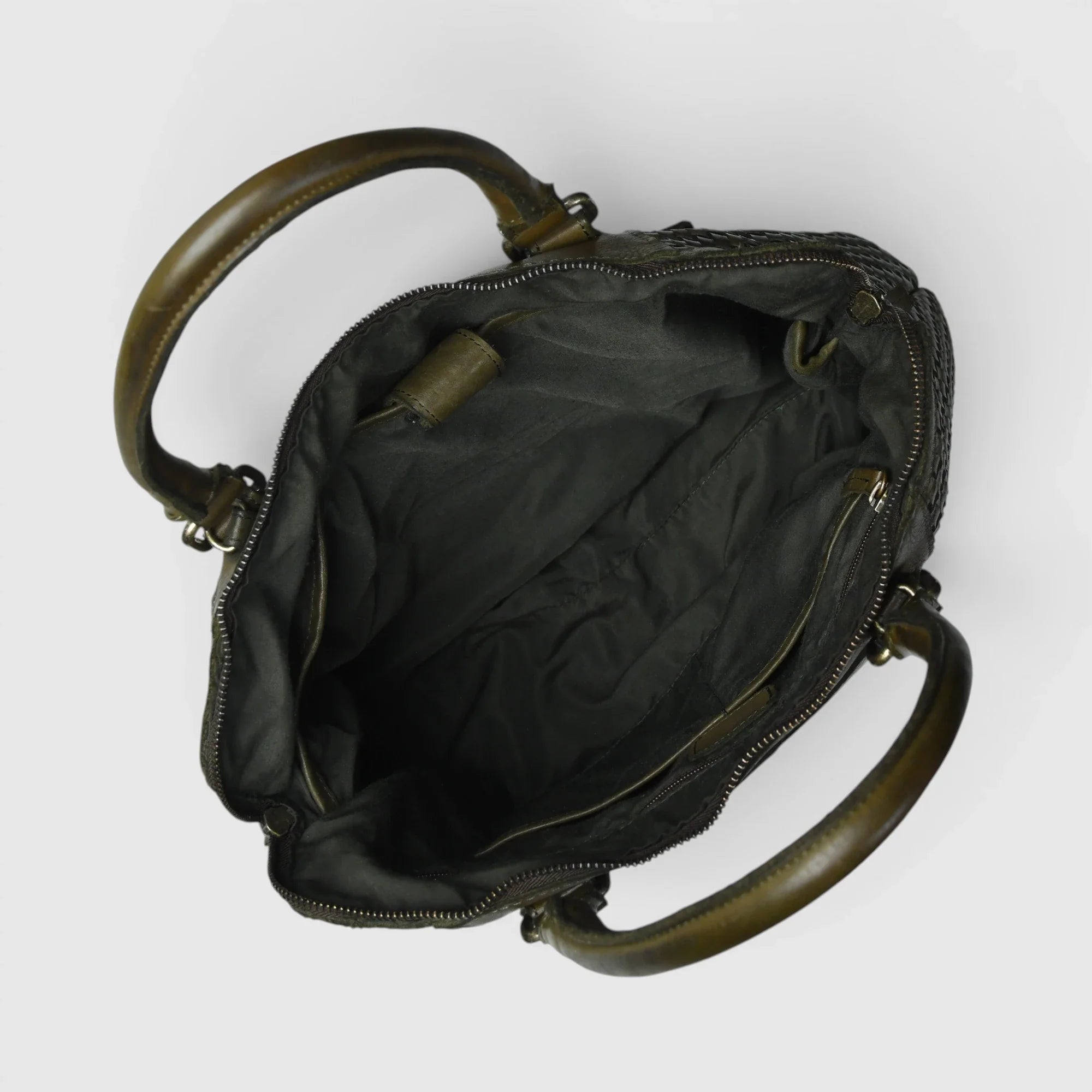 Verona Woven Leather Work Tote – Olive Green