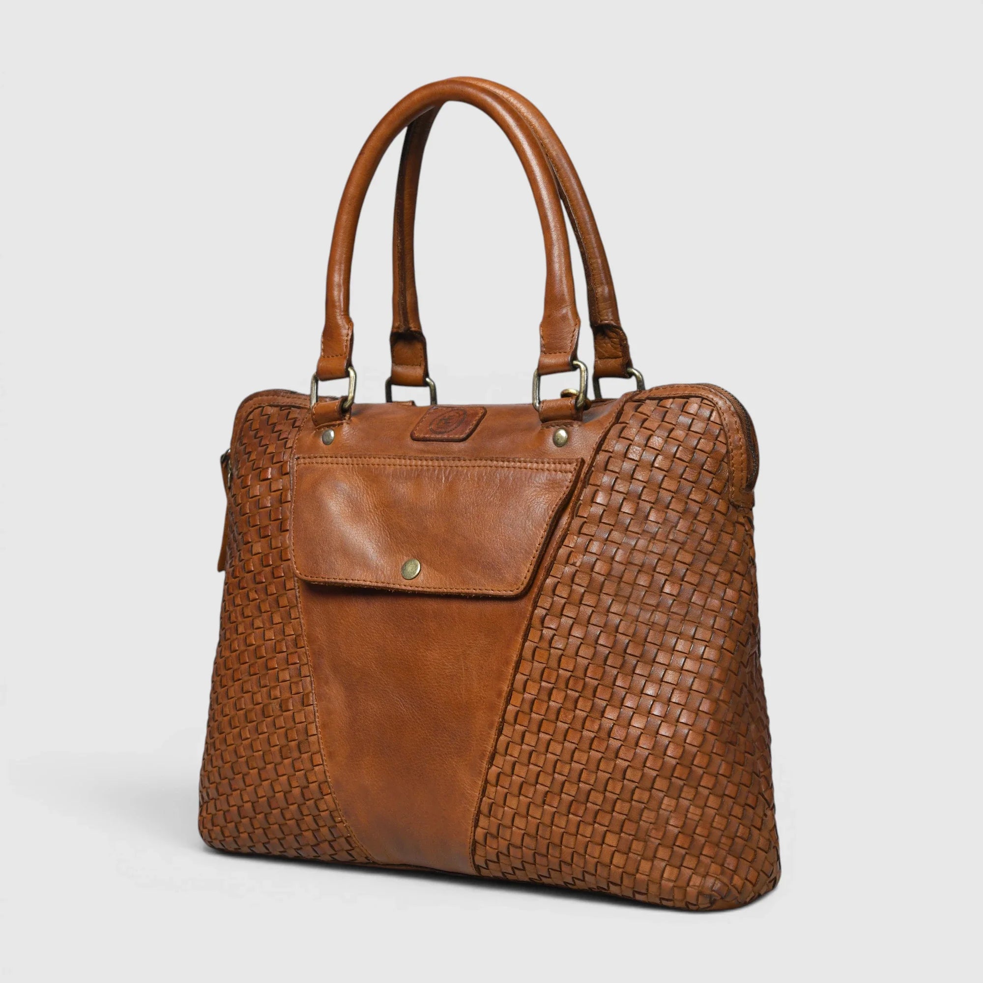 Verona Woven Leather Work Tote – Tan
