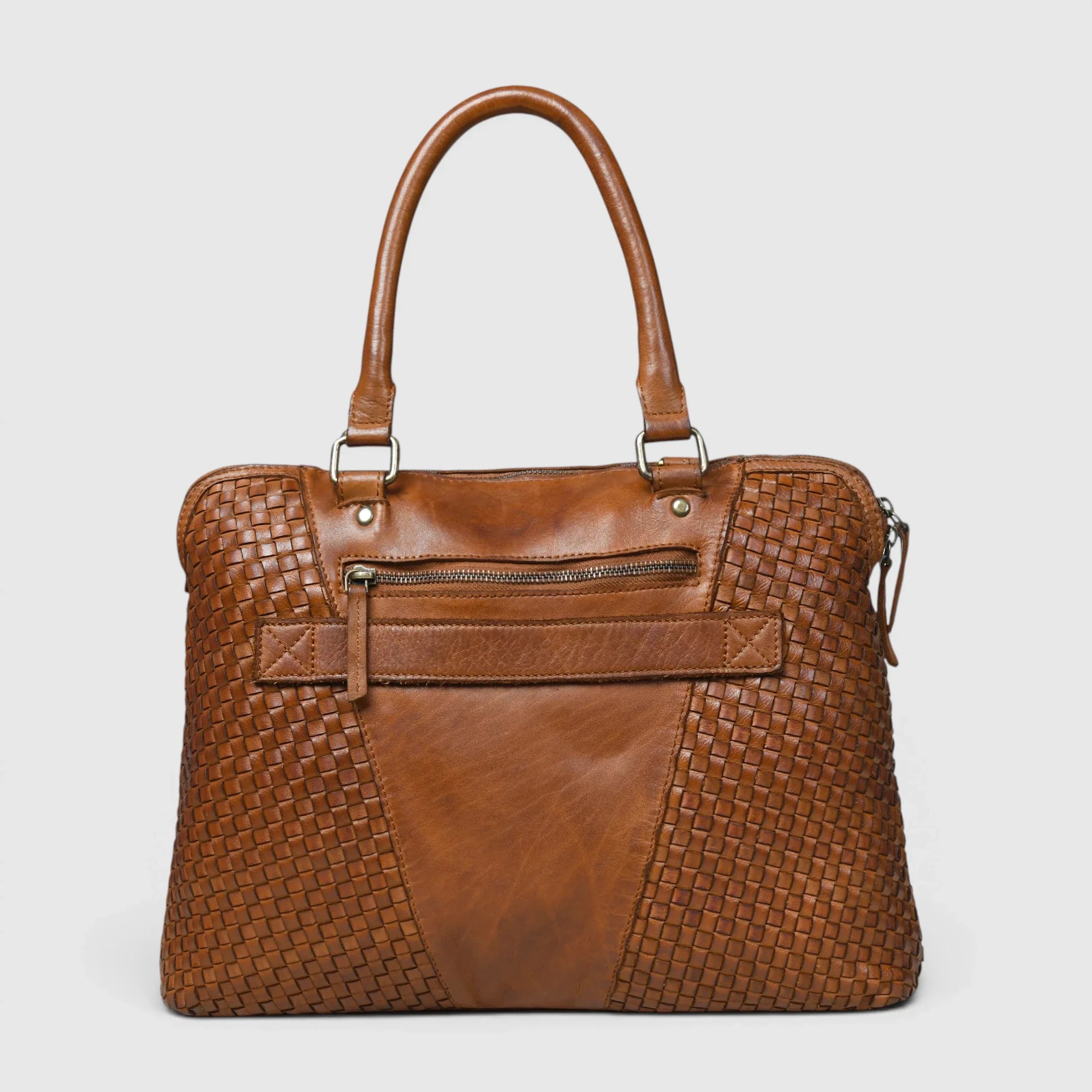 Verona Woven Leather Work Tote – Tan