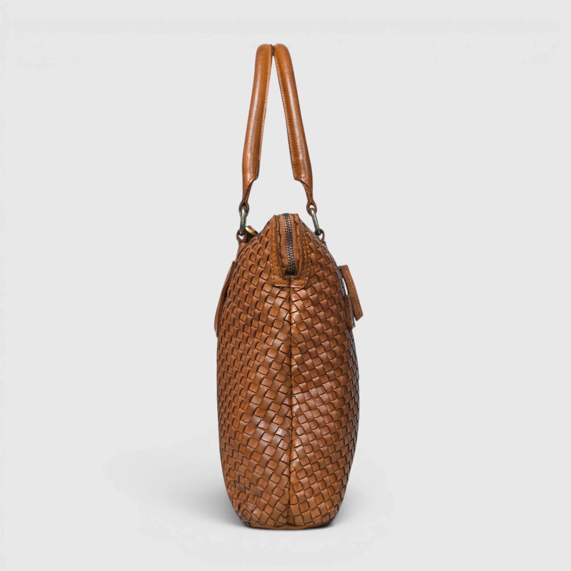 Verona Woven Leather Work Tote – Tan