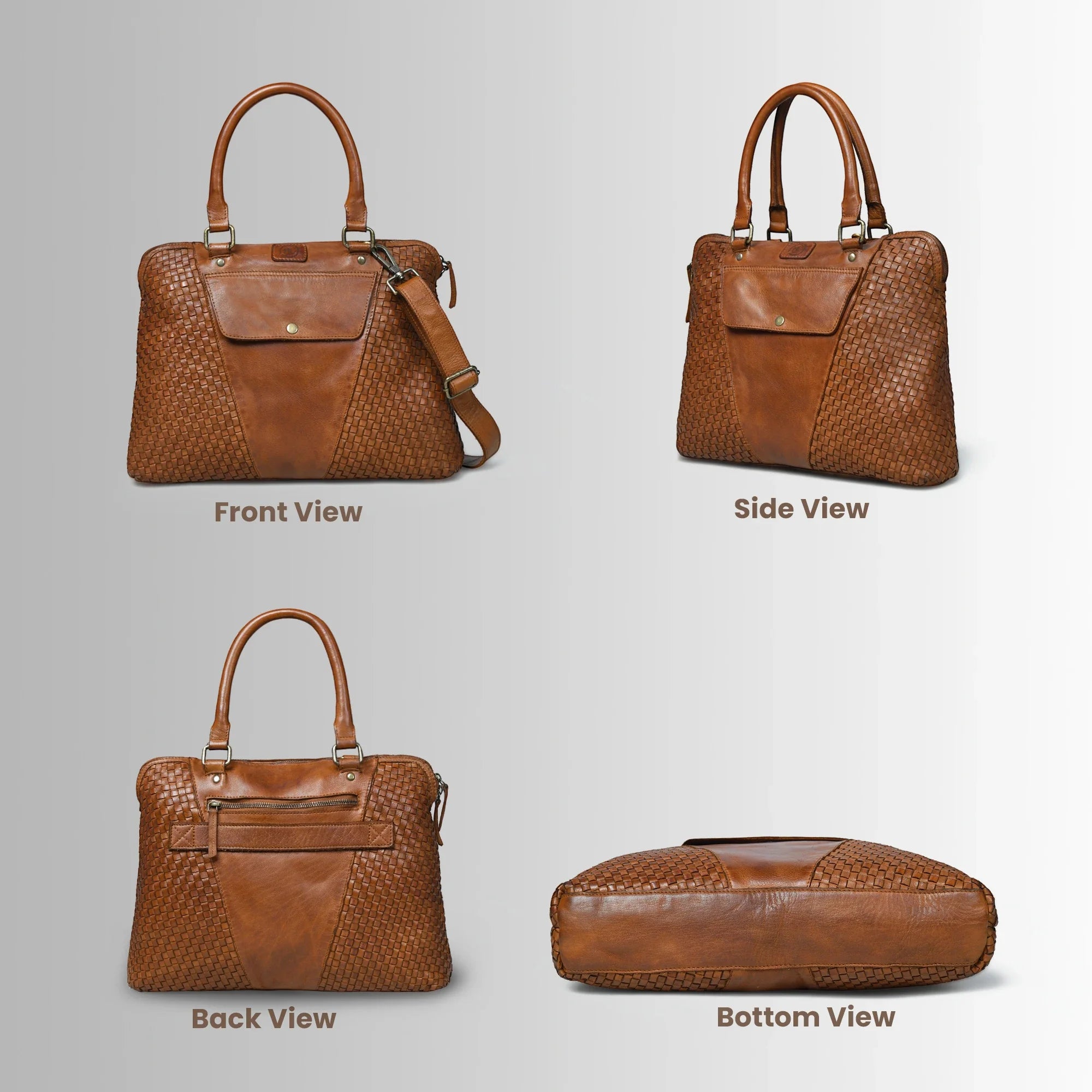 Verona Woven Leather Work Tote – Tan
