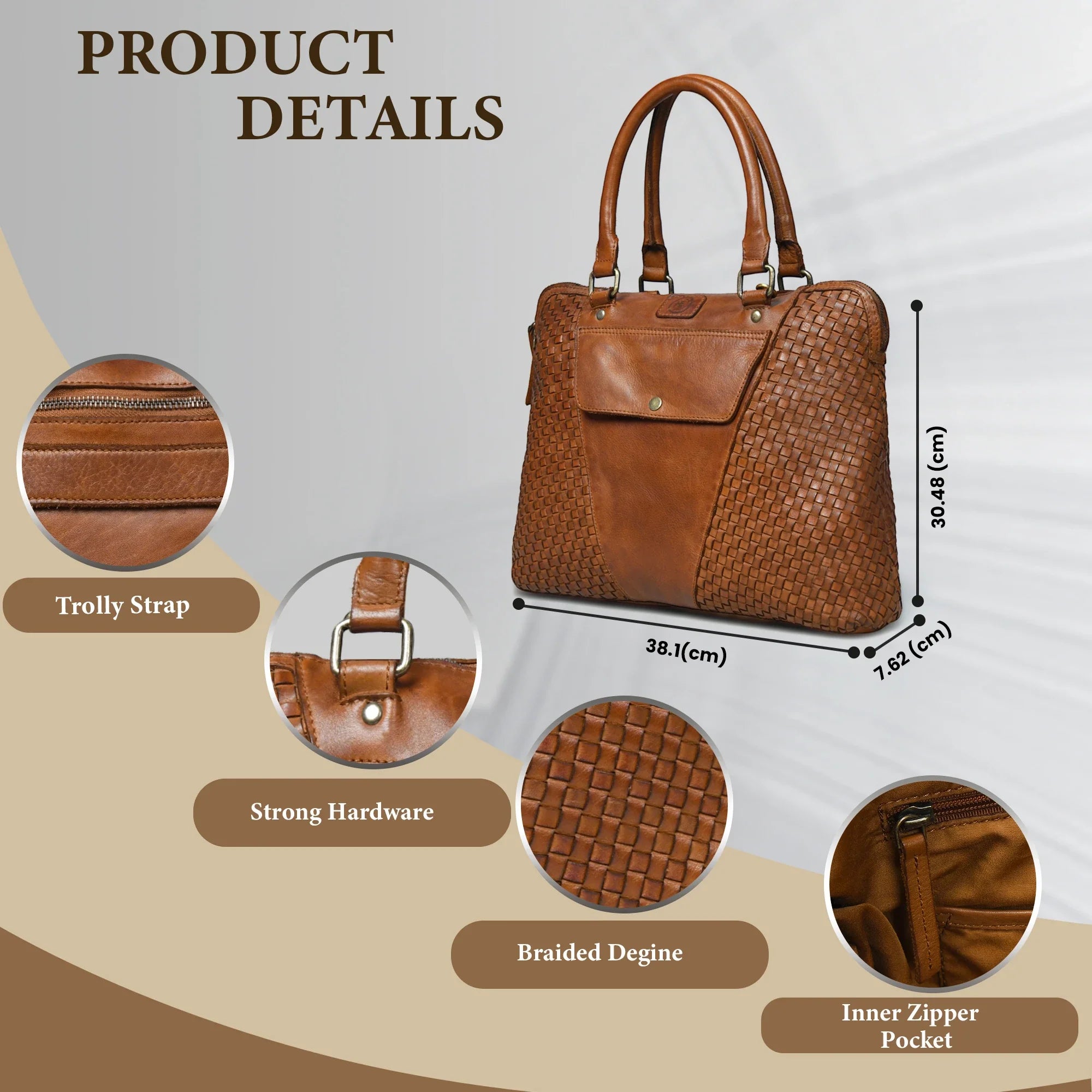 Verona Woven Leather Work Tote – Tan