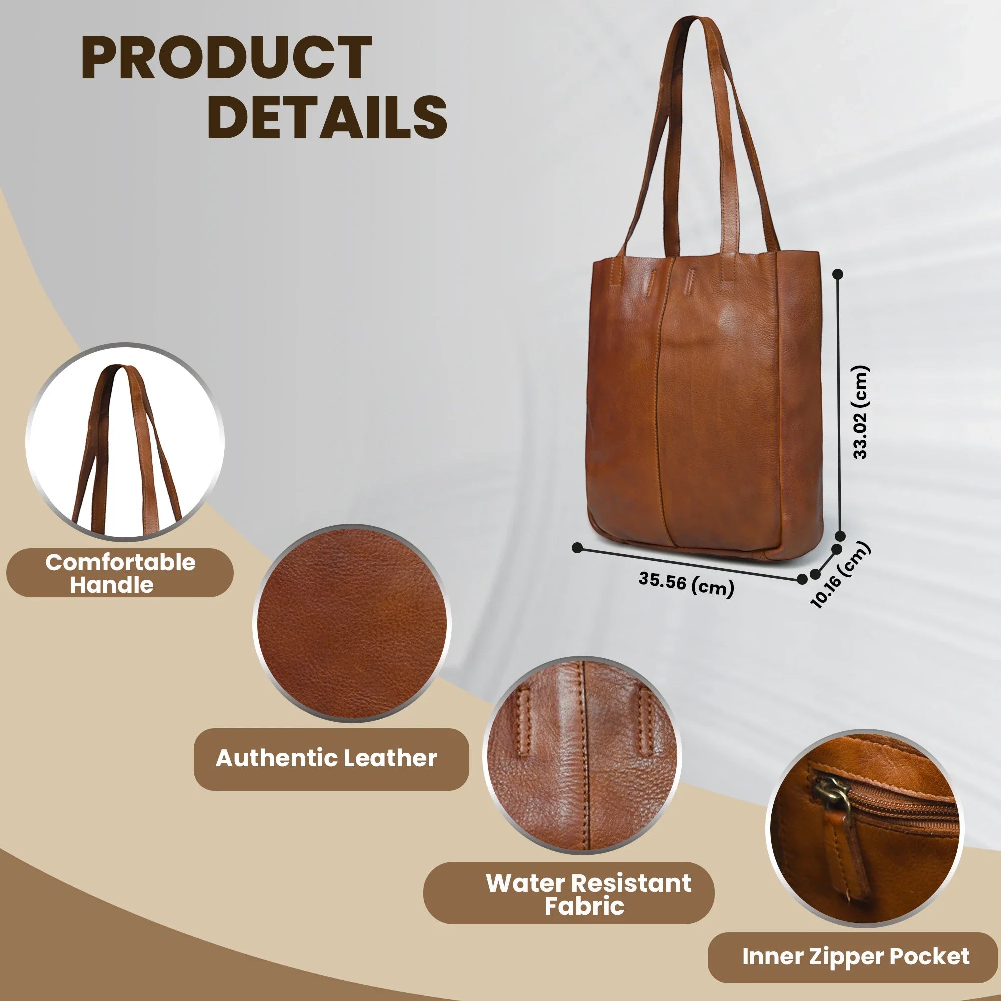 Hestern Midnight Classic Women’s Leather Tote - Tan color