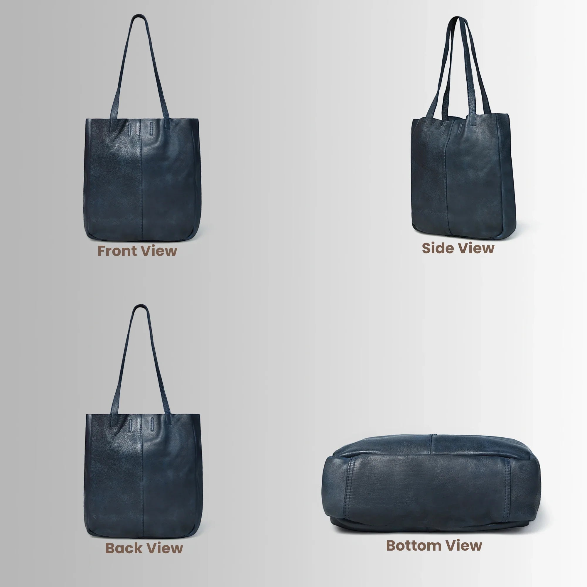 Hestern Midnight Classic Women’s Leather Tote - Navy Blue