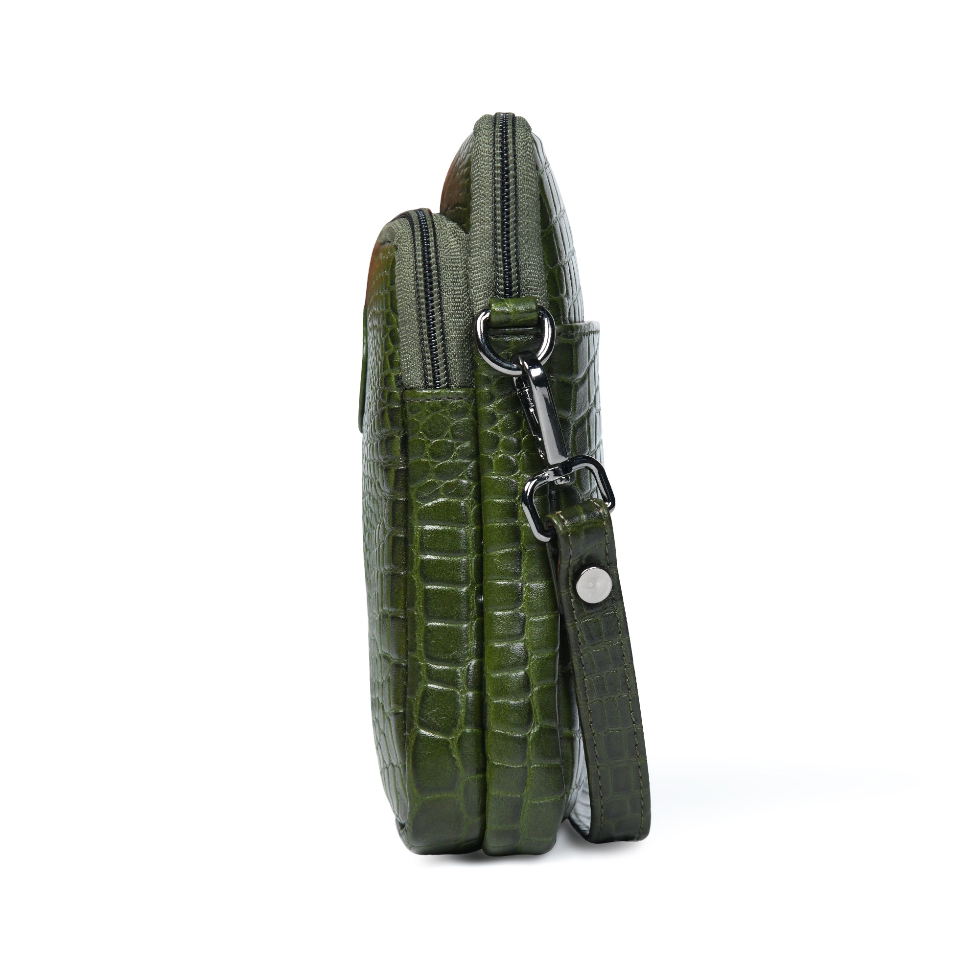 Croc Luxe Leather Sling Bag – Olive Colour