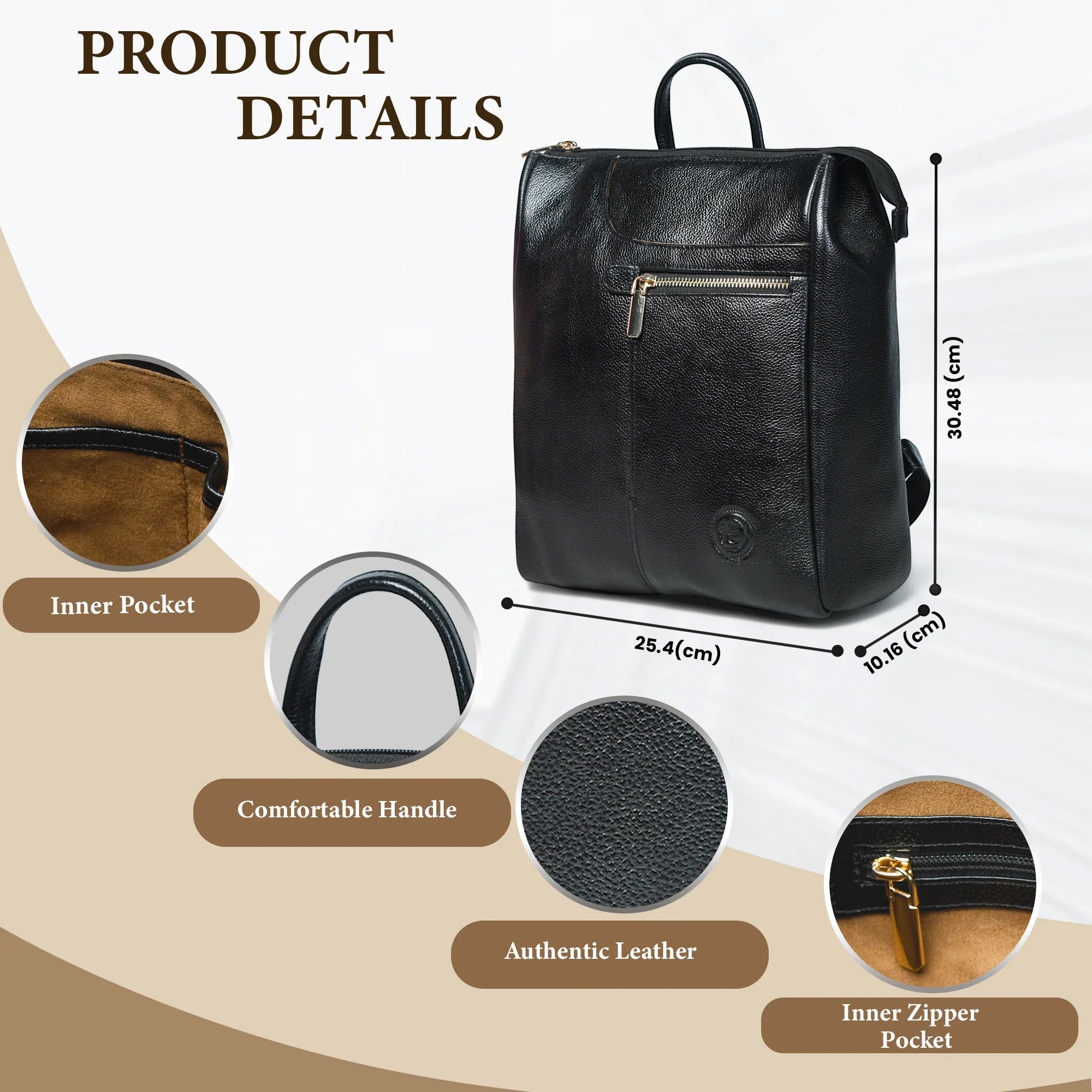 Black Convertible Leather Backpack
