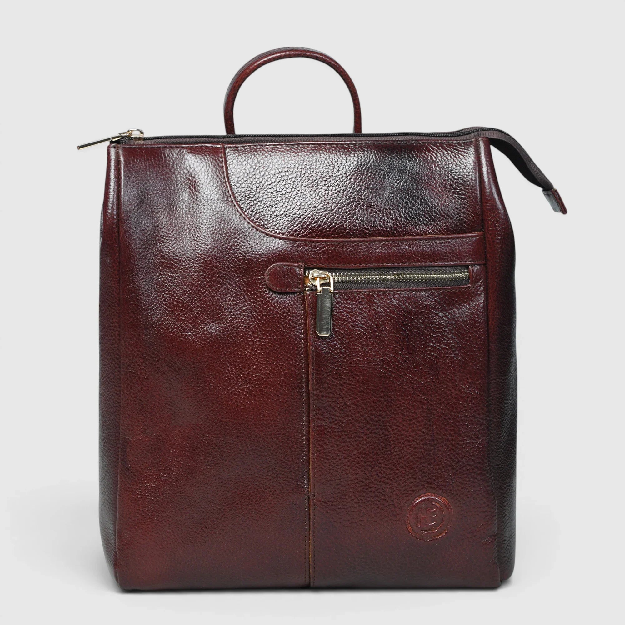 Harper Convertible Leather Backpack  – Burgundy